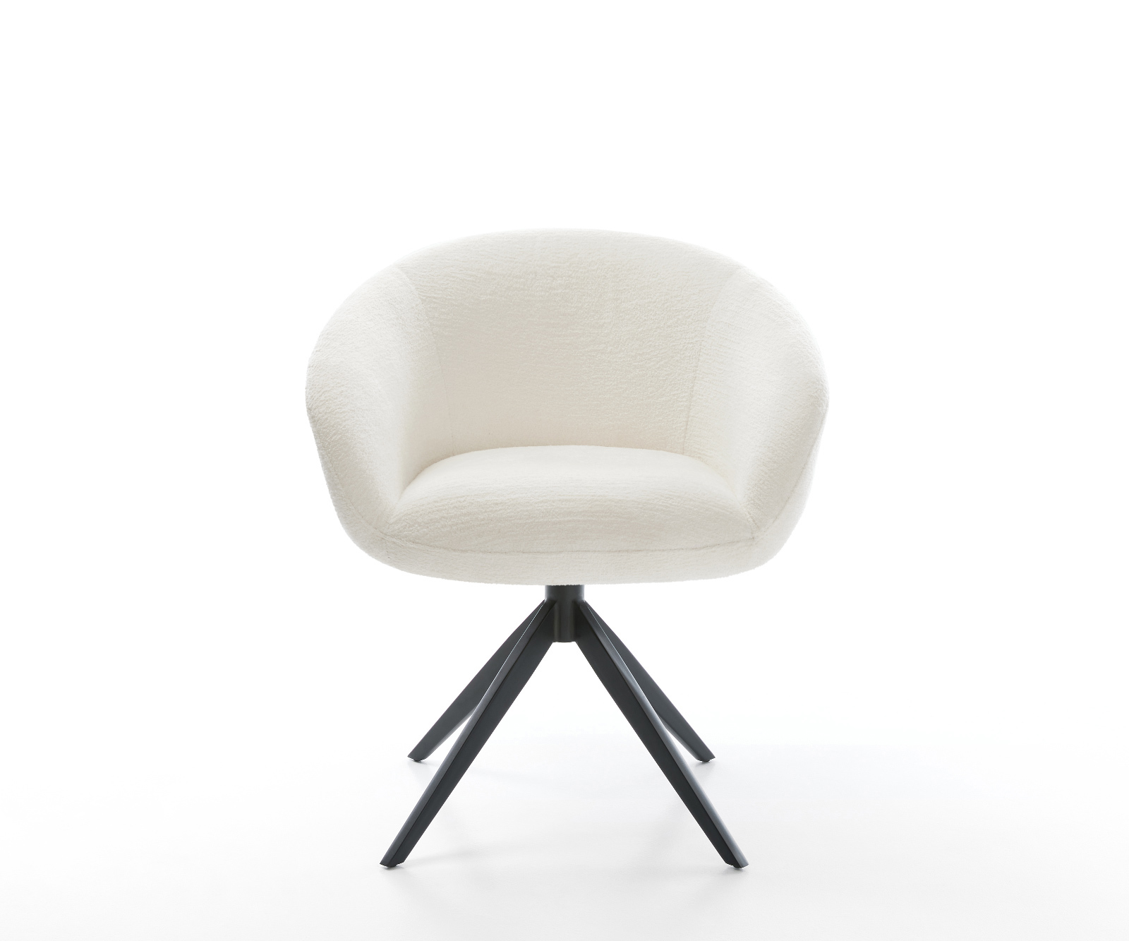 Étkezőszék Vinka-Flex karfás bouclé puha bézs kereszt láb széles fekete 360°-ban forgatható billenő zsákrugós matrac - Image 2