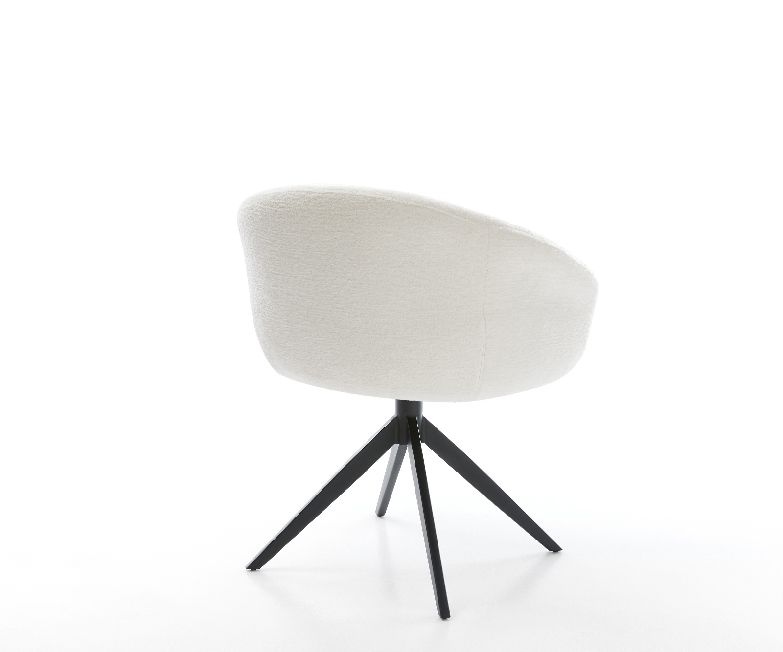 Étkezőszék Vinka-Flex karfás bouclé puha bézs kereszt láb széles fekete 360°-ban forgatható billenő zsákrugós matrac - Image 5