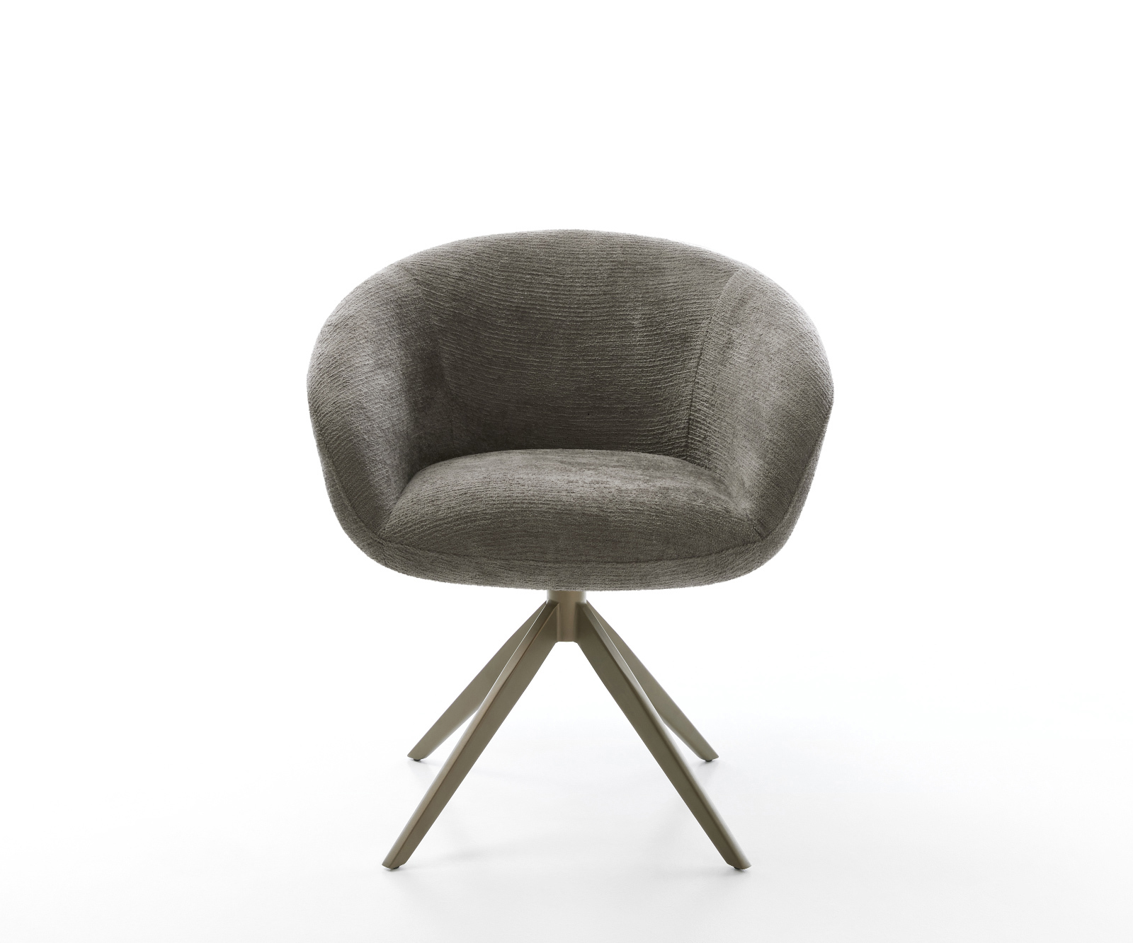 Étkezőszék Vinka-Flex karfás bouclé puha sötét bézs kereszt láb széles titánszínű hatás 360° forgatható billenő zsákrugós - Image 2