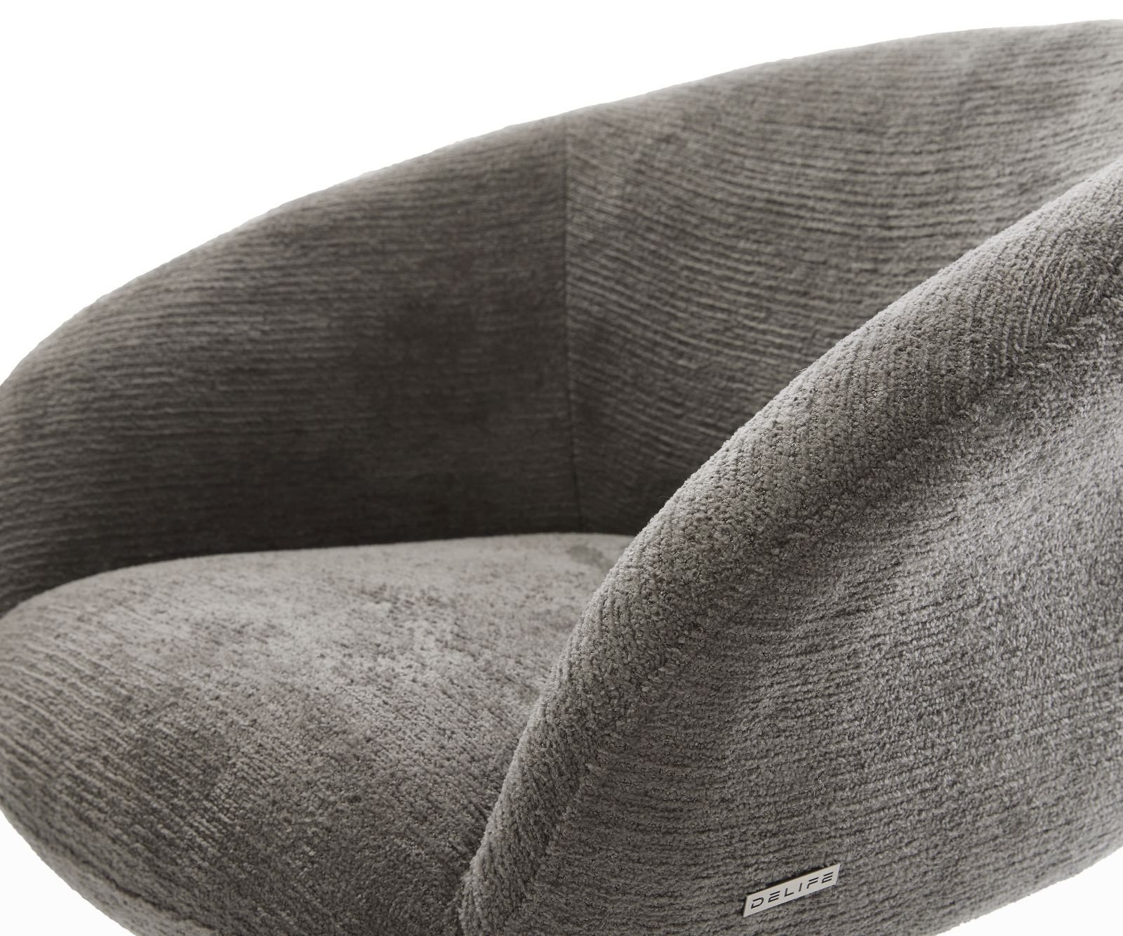 Étkezőszék Vinka-Flex karfás bouclé puha sötét bézs kereszt láb széles titánszínű hatás 360° forgatható billenő zsákrugós - Image 4