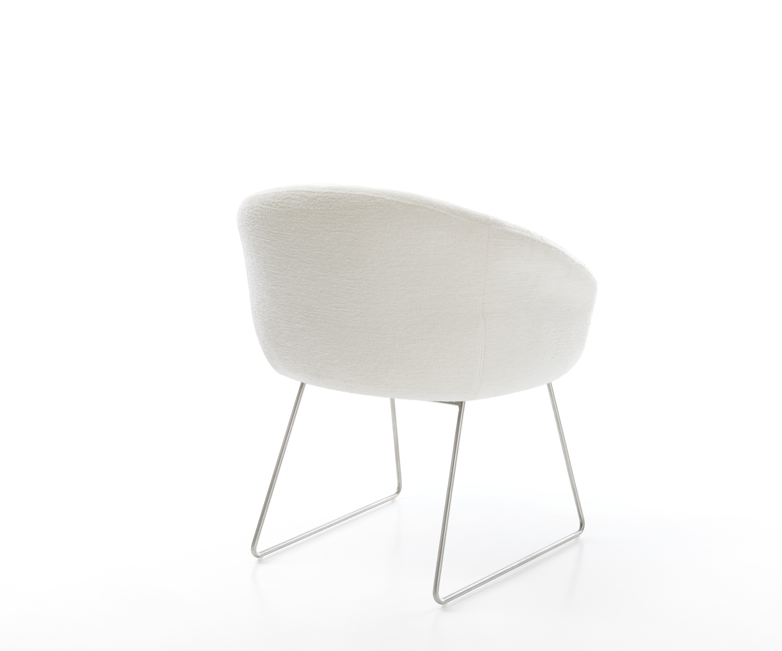 Étkezőszék Vinka-Flex karfás bouclé puha bézs vékony láb rozsdamentes acél zsákrugós - Image 5