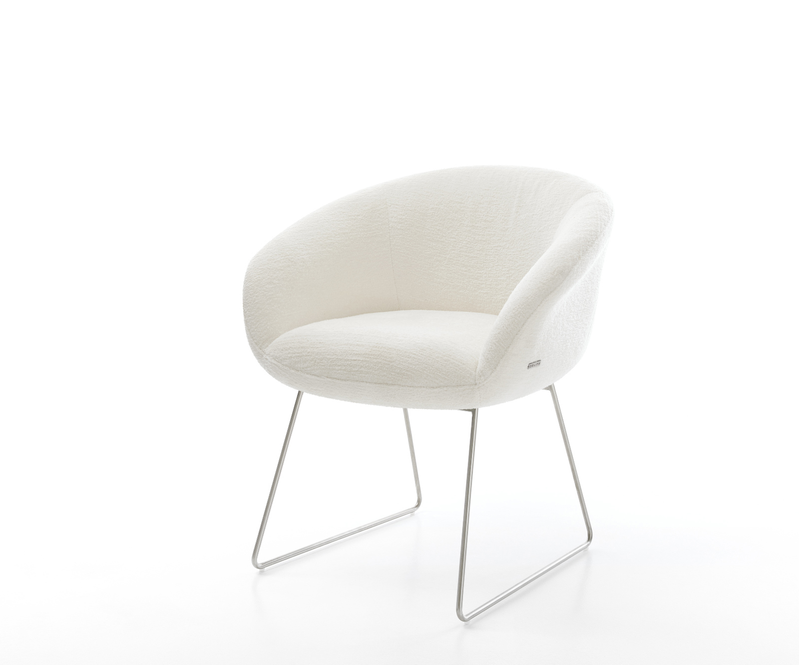 Étkezőszék Vinka-Flex karfás bouclé puha bézs vékony láb rozsdamentes acél zsákrugós