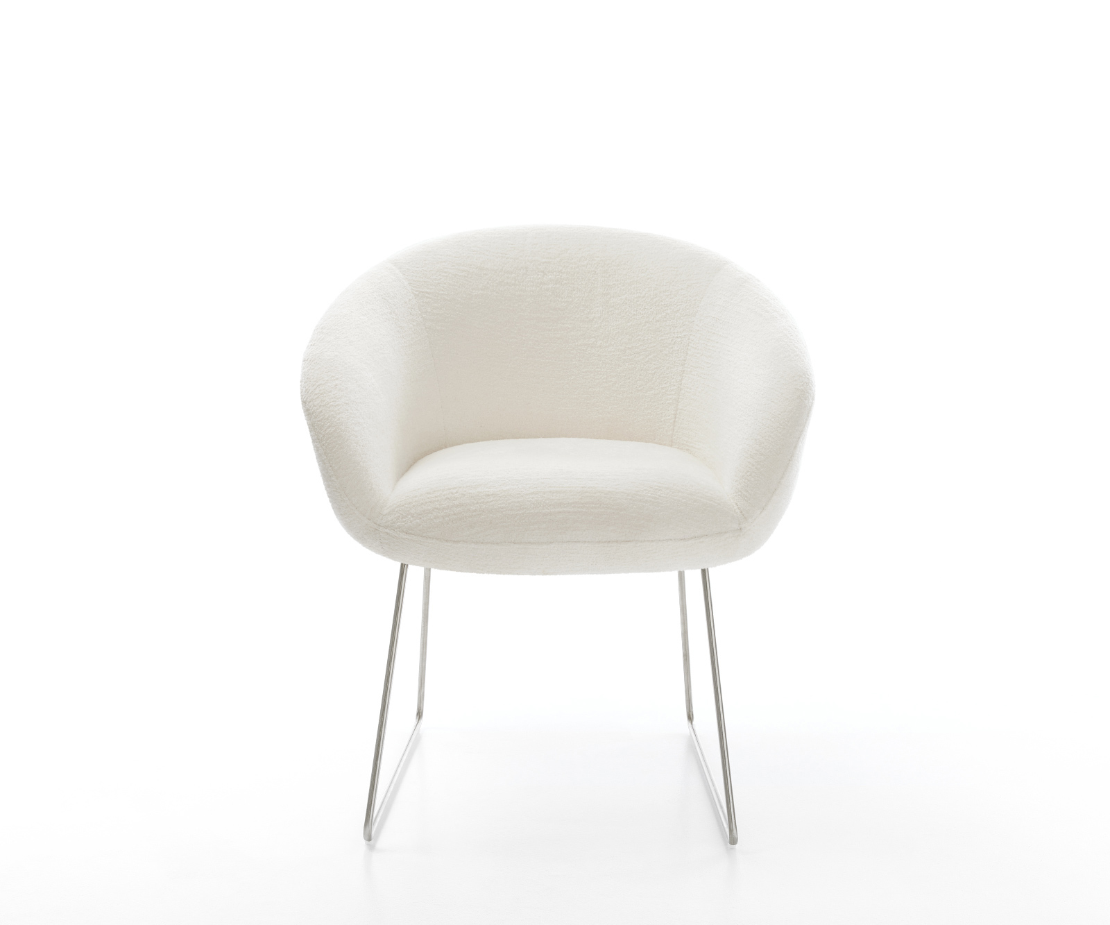 Étkezőszék Vinka-Flex karfás bouclé puha bézs vékony láb rozsdamentes acél zsákrugós - Image 2