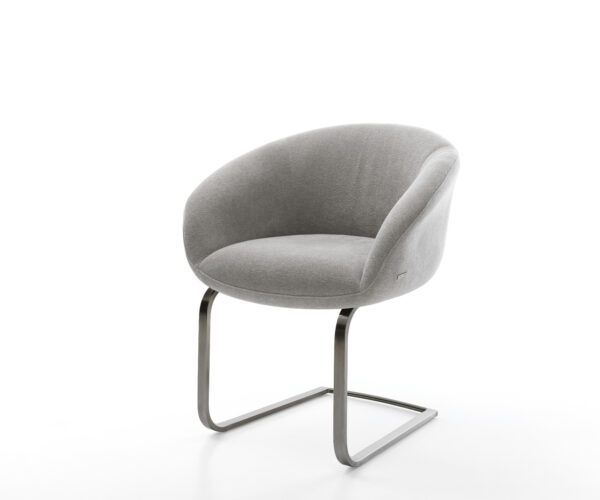 Étkezőszék Vinka-Flex kárpitozott karfás strukturált szövet puha szürke konzolos lapos antracit zsákrugós