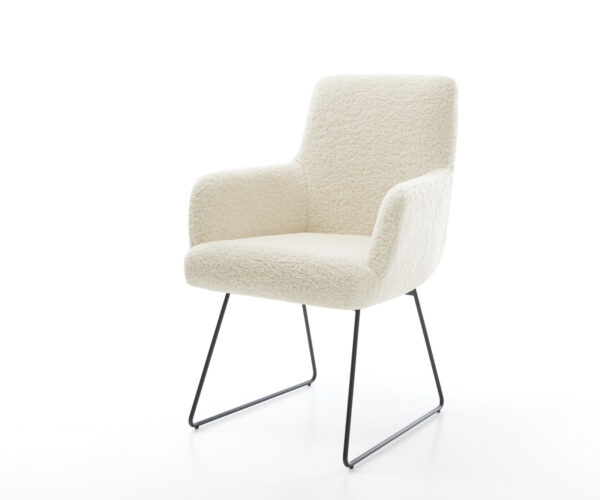 Étkezőszék Heira-Flex karfás teddy szövet bézs vékony láb fekete zsákrugós