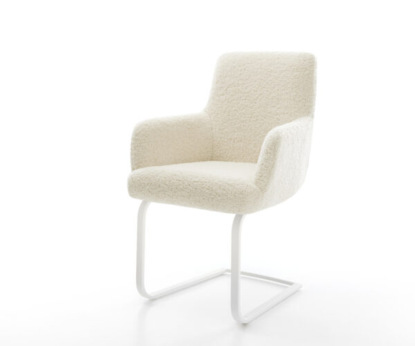 Étkezőszék Heira-Flex karfás mikroszálas bézs étkezőszék lapos fehér zsákrugós