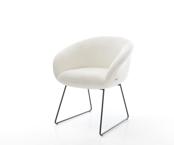 Étkezőszék Vinka-Flex karfás bouclé puha bézs fekete vékony láb zsákrugós