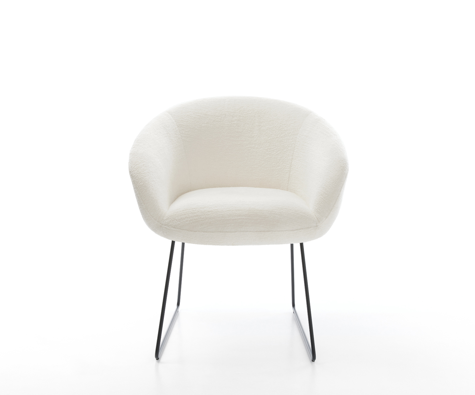 Étkezőszék Vinka-Flex karfás bouclé puha bézs fekete vékony láb zsákrugós - Image 2