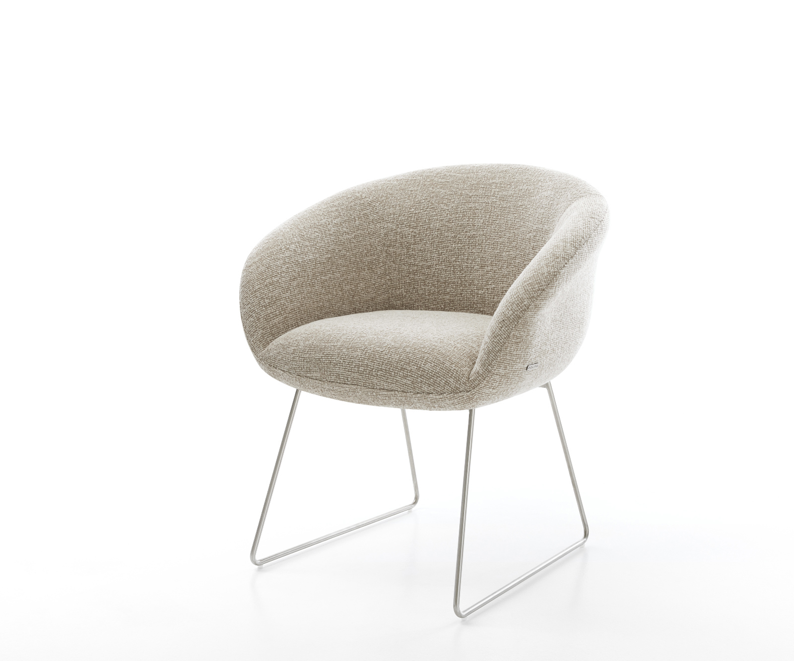 Étkezőszék Vinka-Flex karfás szövettel puha bézs vékony fém láb rozsdamentes acél zsákrugós