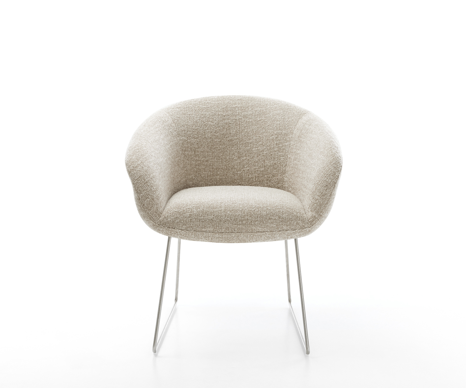 Étkezőszék Vinka-Flex karfás szövettel puha bézs vékony fém láb rozsdamentes acél zsákrugós - Image 2