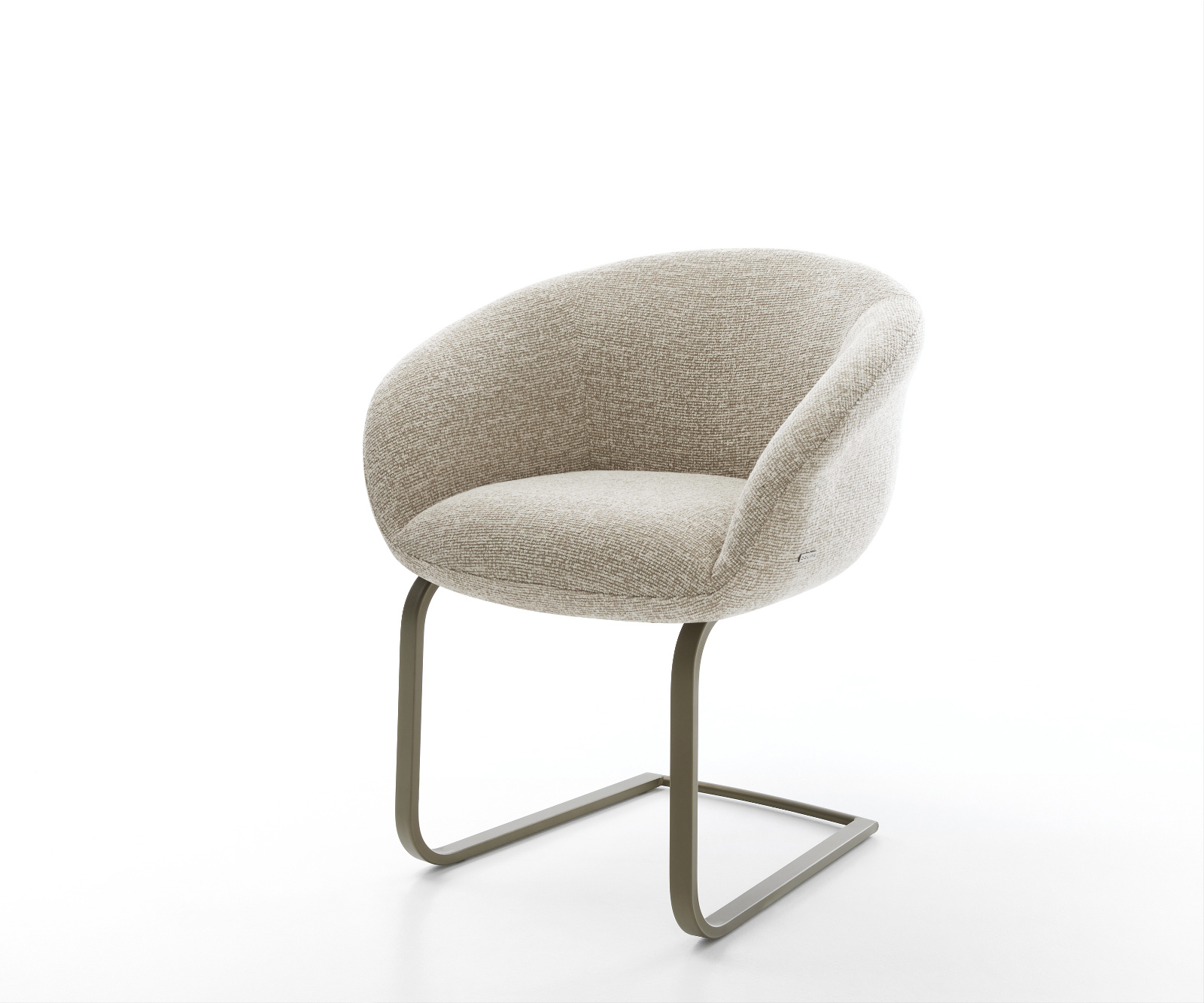 Étkezőszék Vinka-Flex kárpitozott karfás szövött szövet puha bézs konzolos lapos titánszínű rozsdamentes acél zsákrugós matraccal