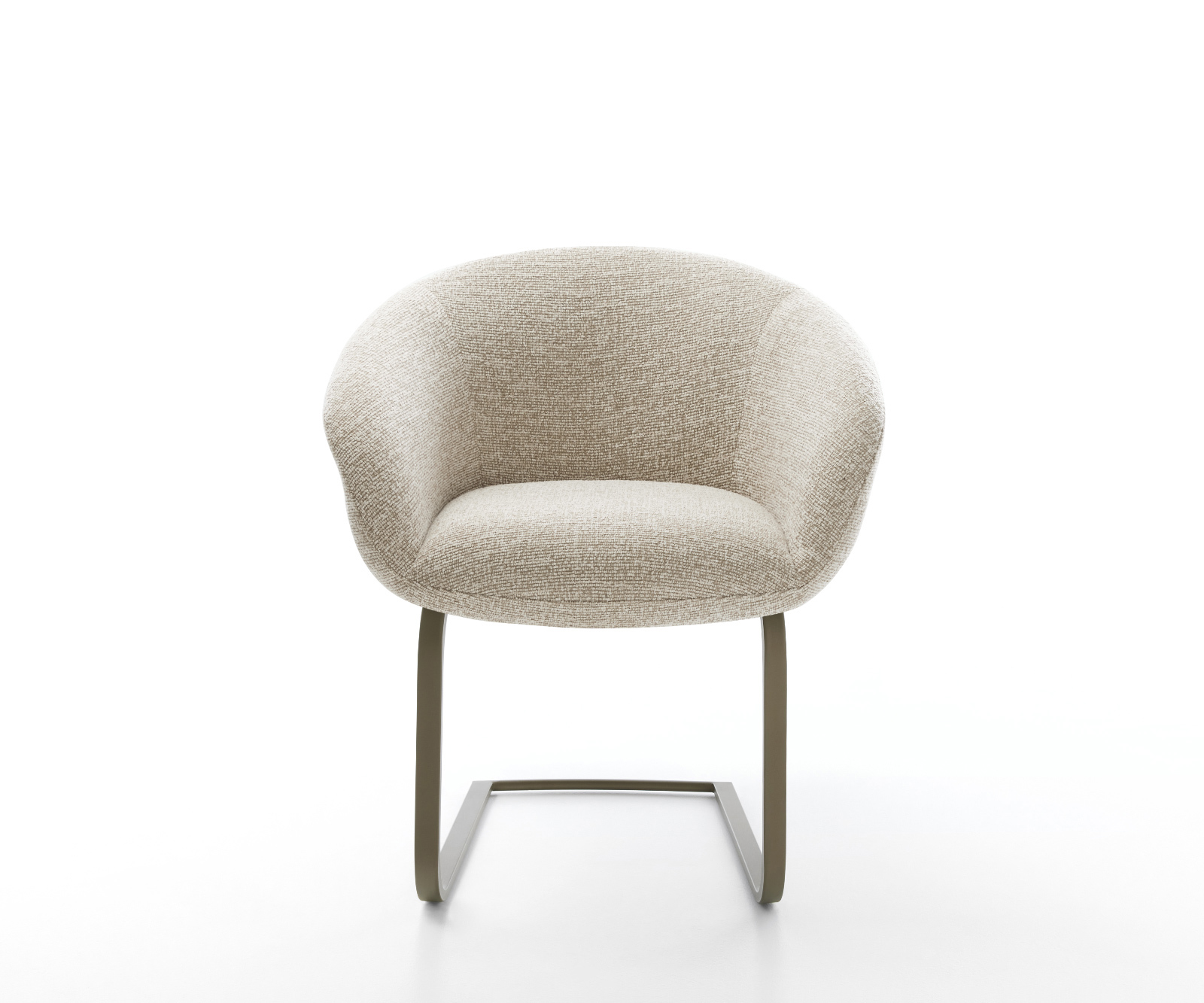 Étkezőszék Vinka-Flex kárpitozott karfás szövött szövet puha bézs konzolos lapos titánszínű rozsdamentes acél zsákrugós matraccal - Image 2