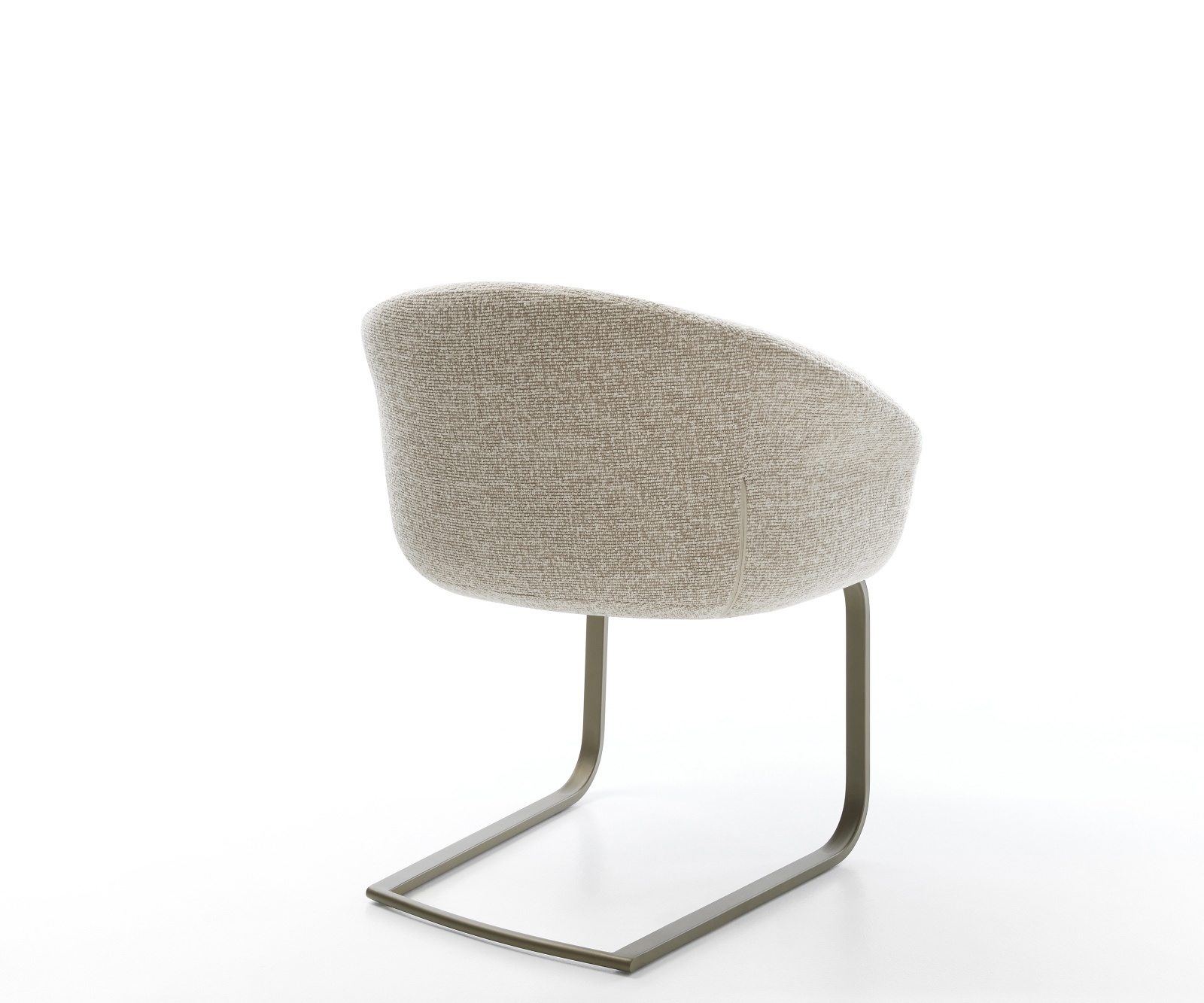 Étkezőszék Vinka-Flex kárpitozott karfás szövött szövet puha bézs konzolos lapos titánszínű rozsdamentes acél zsákrugós matraccal - Image 5