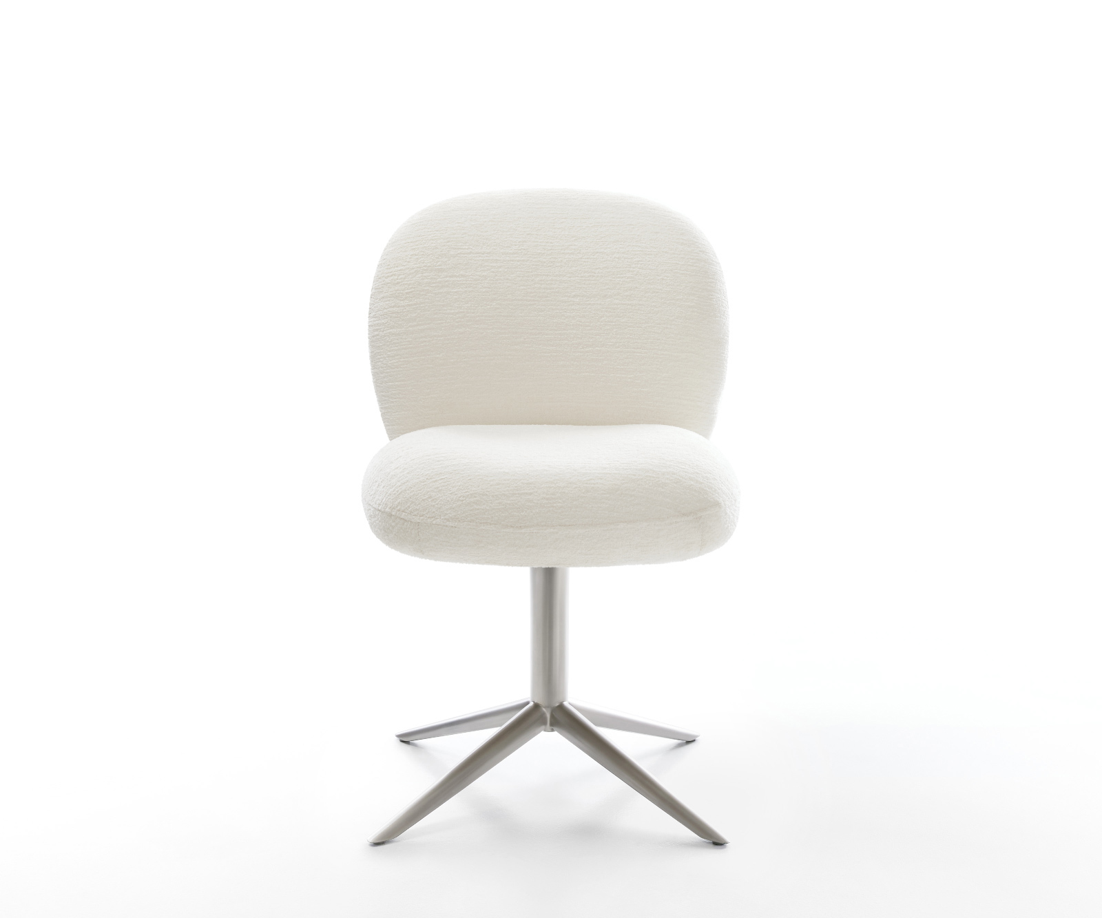 Étkezőszék Nube-Flex bouclé puha bézs rozsdamentes acél kereszt láb 360° forgatható billenő zsákrugó - Image 2