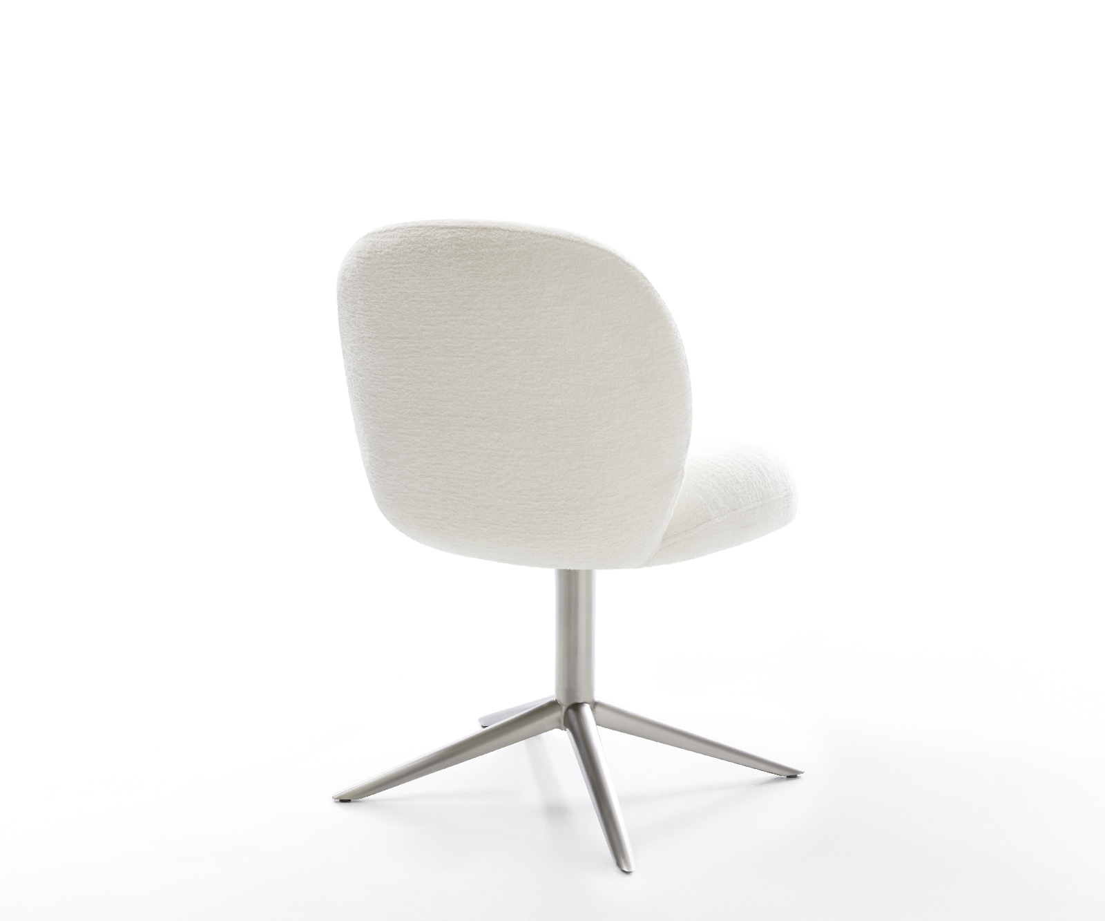 Étkezőszék Nube-Flex bouclé puha bézs rozsdamentes acél kereszt láb 360° forgatható billenő zsákrugó - Image 5