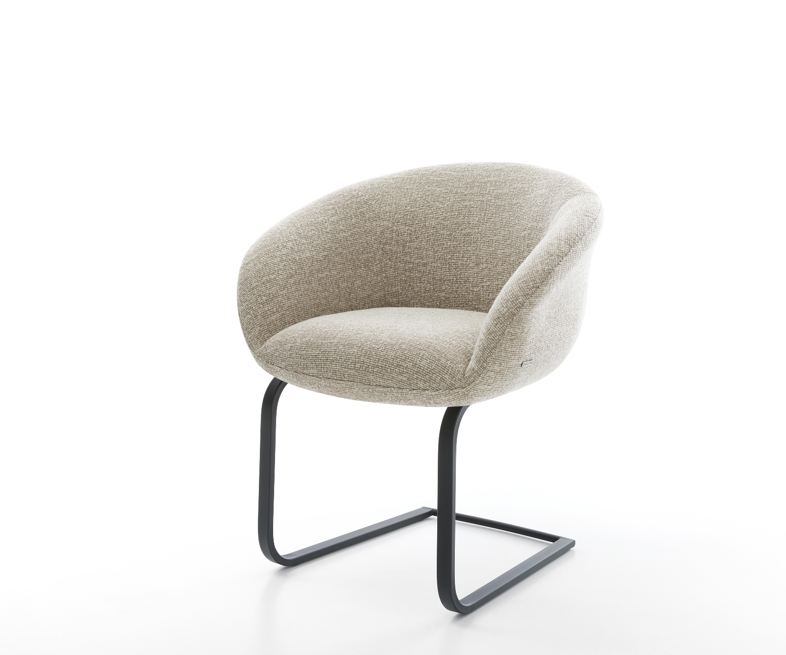 Étkezőszék Vinka-Flex kárpitozott karfás szövetszövet puha bézs konzolos lapos fekete zsákrugós