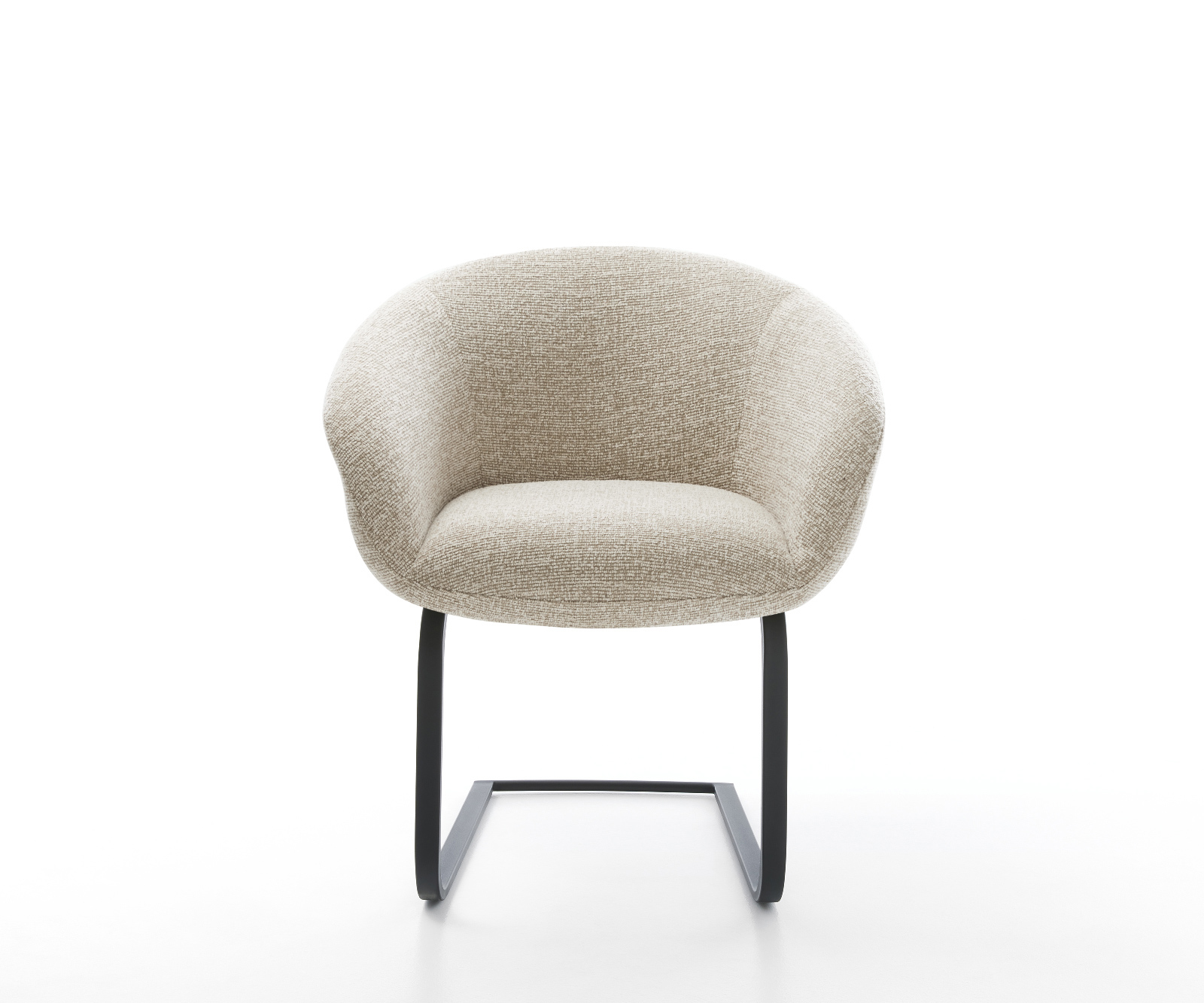 Étkezőszék Vinka-Flex kárpitozott karfás szövetszövet puha bézs konzolos lapos fekete zsákrugós - Image 2