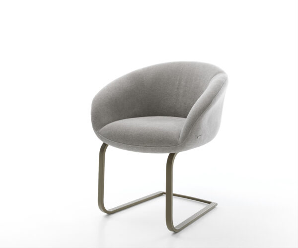 Étkezőszék Vinka-Flex kárpitozott karfás texturált szövet puha szürke konzolos lapos titánszínű rozsdamentes acél zsákrugós ülőfelület