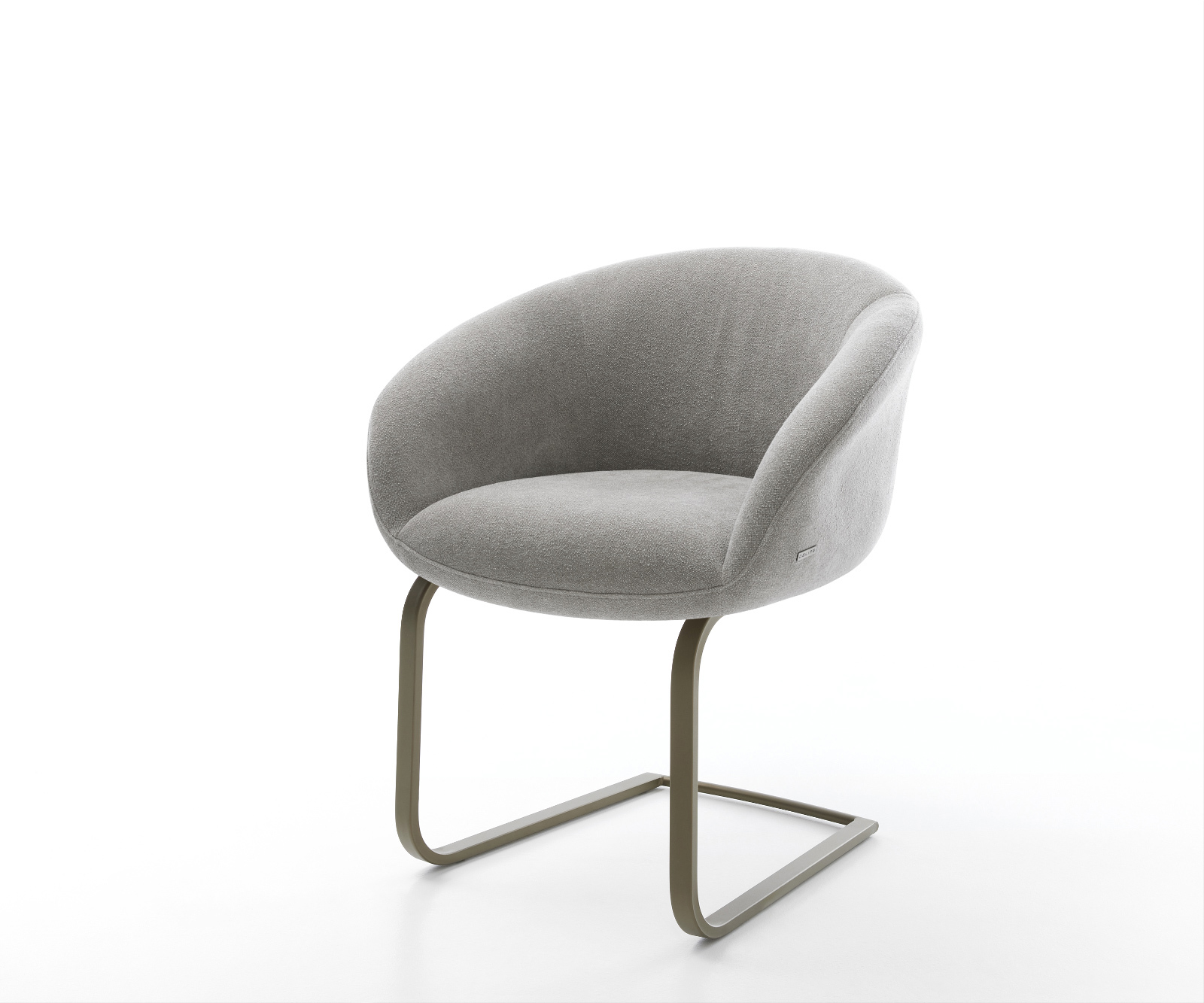 Étkezőszék Vinka-Flex kárpitozott karfás texturált szövet puha szürke konzolos lapos titánszínű rozsdamentes acél zsákrugós ülőfelület