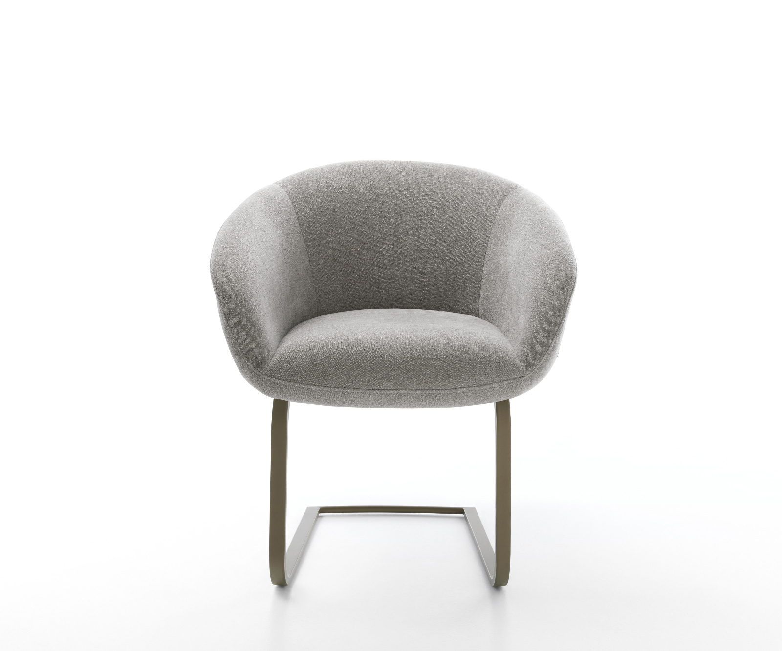 Étkezőszék Vinka-Flex kárpitozott karfás texturált szövet puha szürke konzolos lapos titánszínű rozsdamentes acél zsákrugós ülőfelület - Image 2