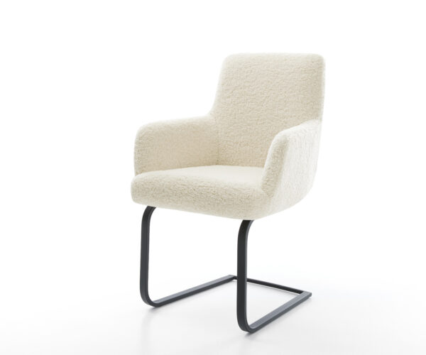 Étkezőszék Heira-Flex karfás mikroszálas bézs étkezőszék lapos fekete zsákrugós