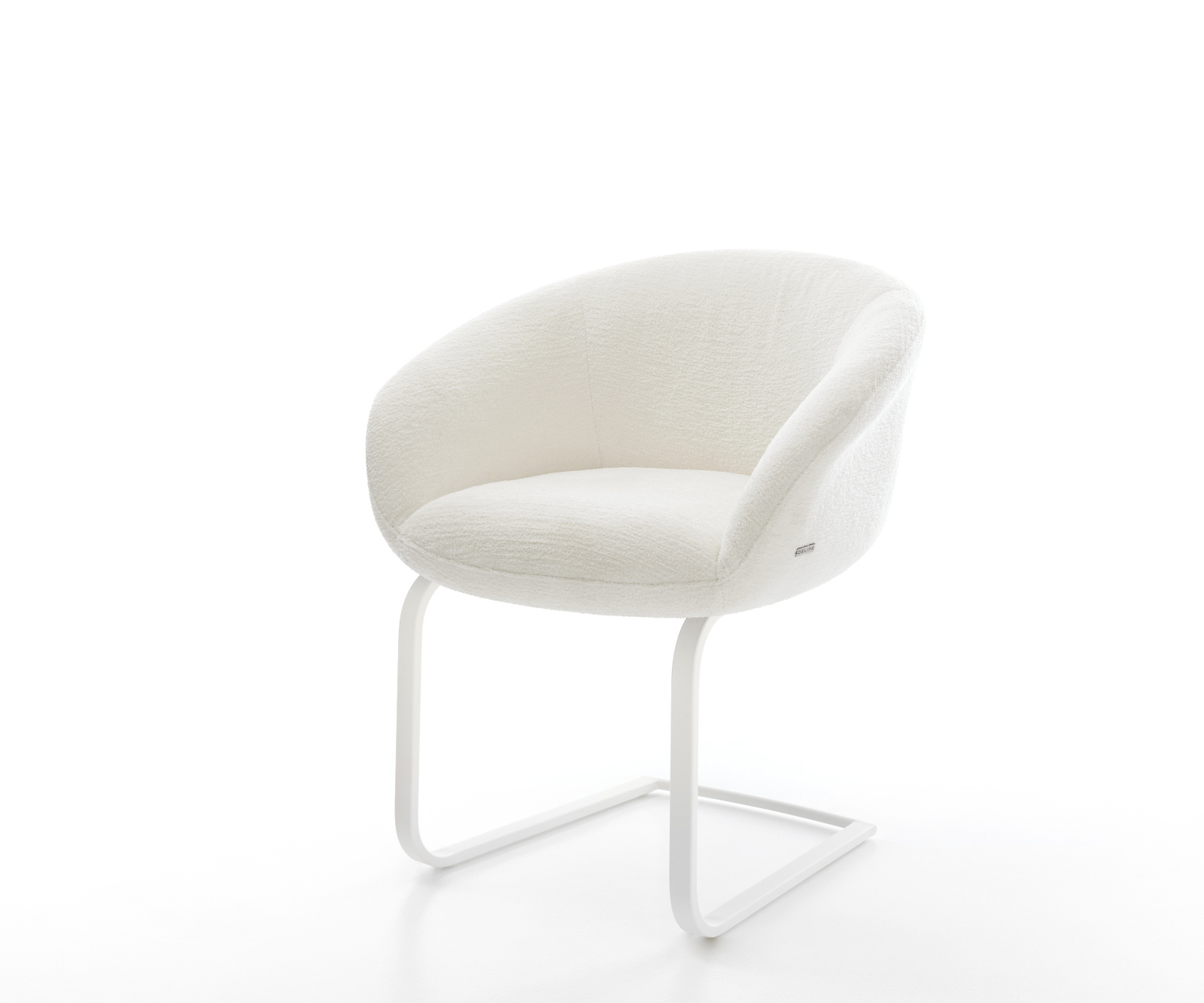 Étkezőszék Vinka-Flex karfás bouclé puha bézs étkezőszék lapos fehér zsákrugós