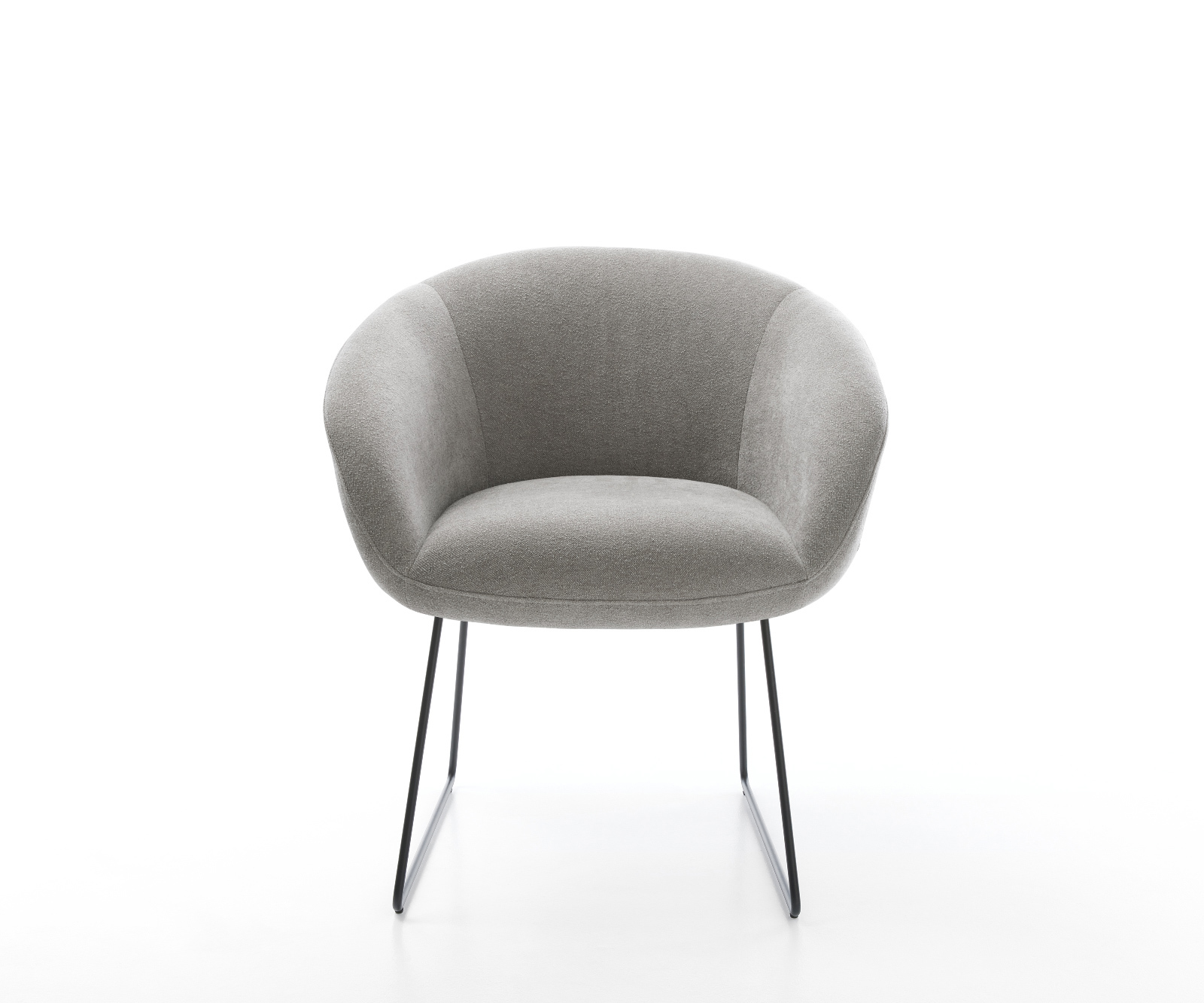 Étkezőszék Vinka-Flex kárpitozott karfás strukturált szövet puha szürke vékony fekete láb zsákrugós - Image 2