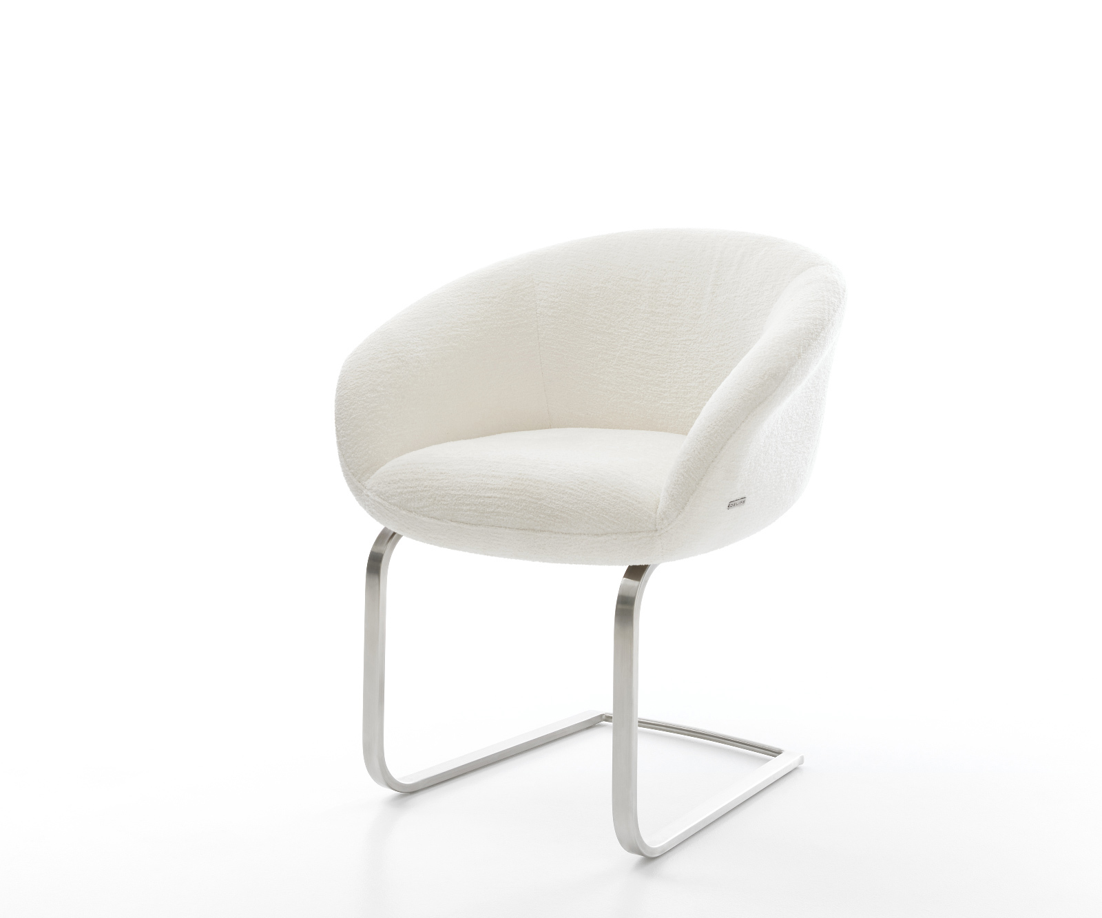 Étkezőszék Vinka-Flex karfás bouclé puha bézs konzolos lapos rozsdamentes acél zsákrugós