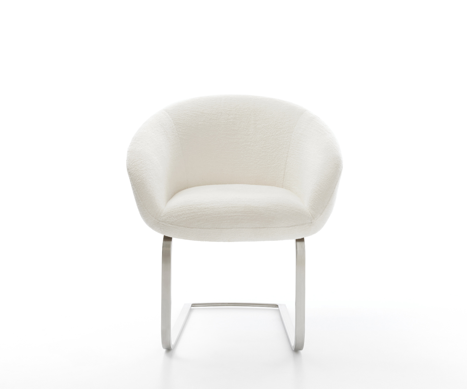 Étkezőszék Vinka-Flex karfás bouclé puha bézs konzolos lapos rozsdamentes acél zsákrugós - Image 2