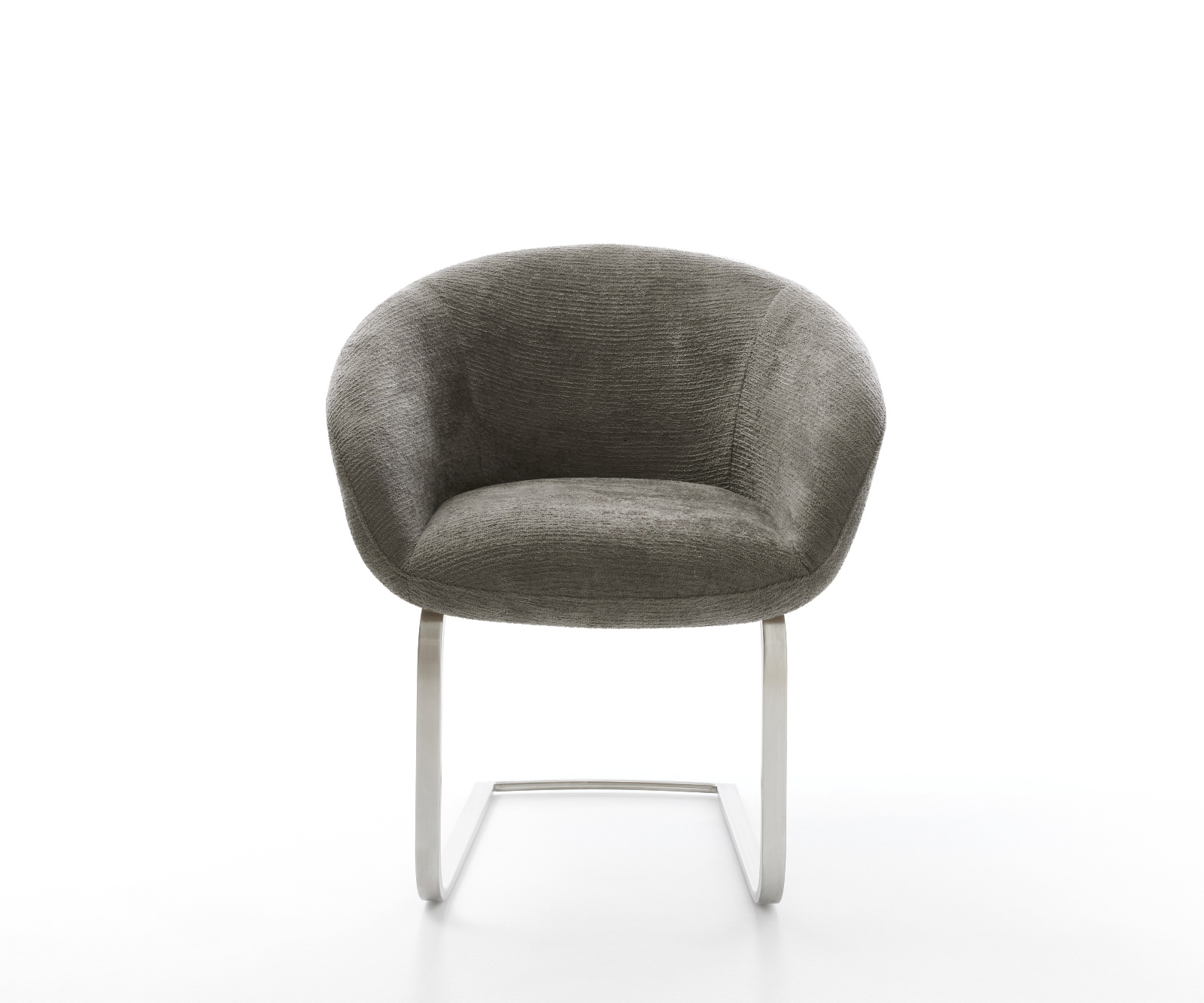 Étkezőszék Vinka-Flex karfás bouclé puha sötét bézs konzolos lapos rozsdamentes acél zsákrugós - Image 2