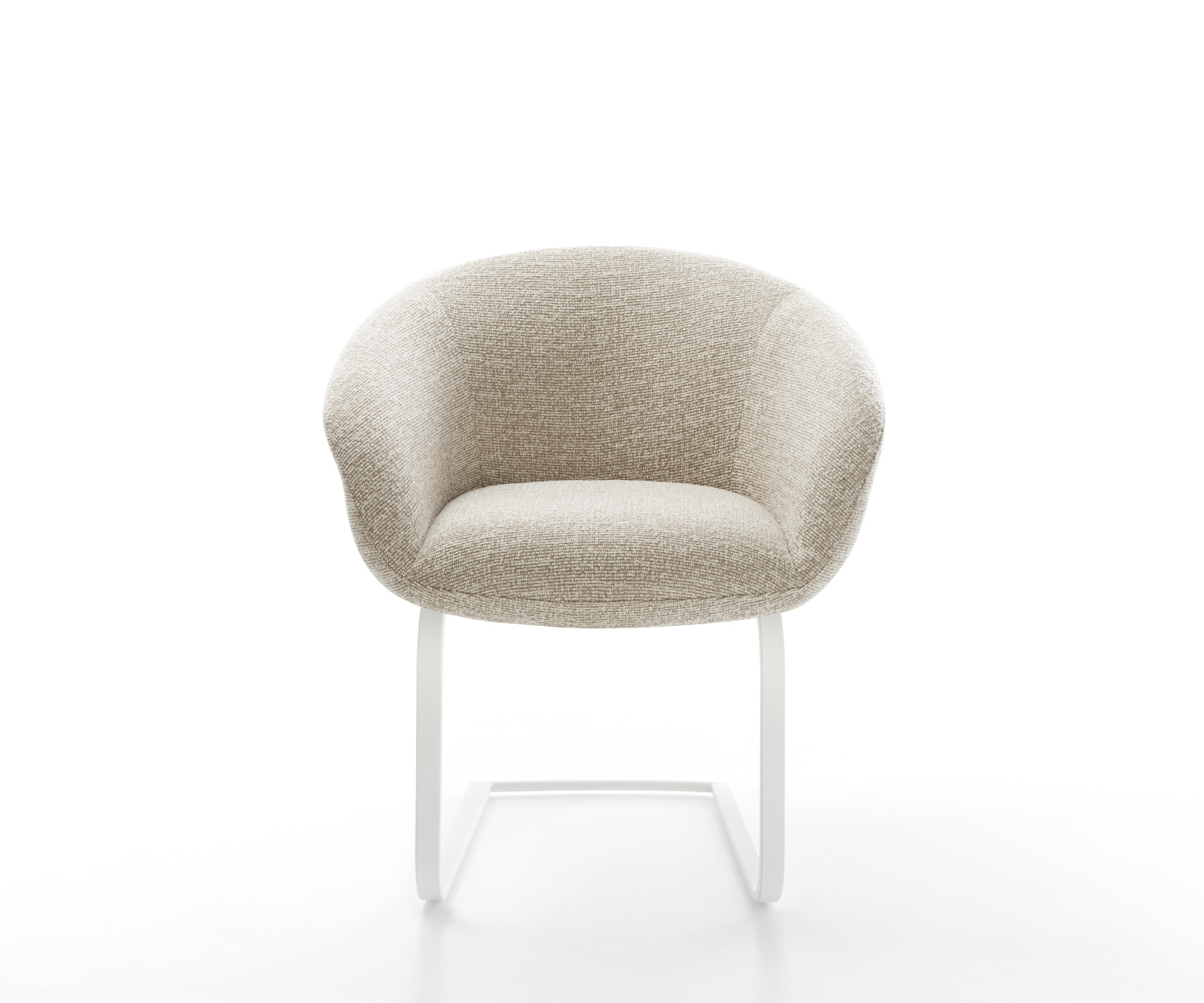 Étkezőszék Vinka-Flex kárpitozott karfás szövetszövet puha bézs konzolos lapos fehér zsákrugós - Image 2