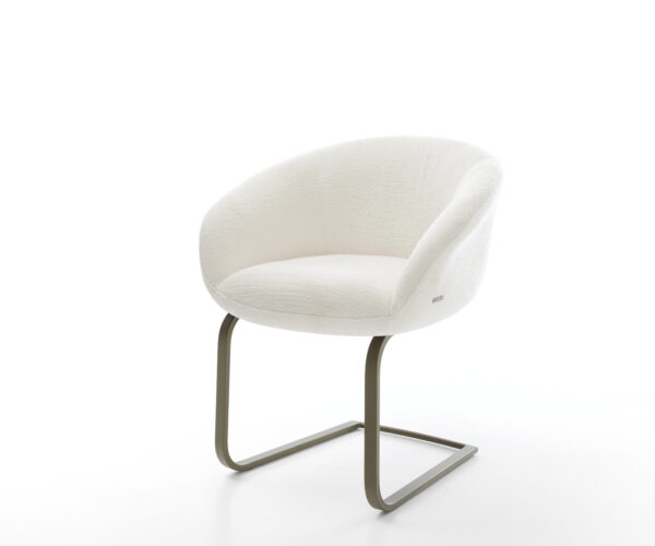 Étkezőszék Vinka-Flex karfás bouclé puha bézs konzolos lapos titánszínű zsákrugós