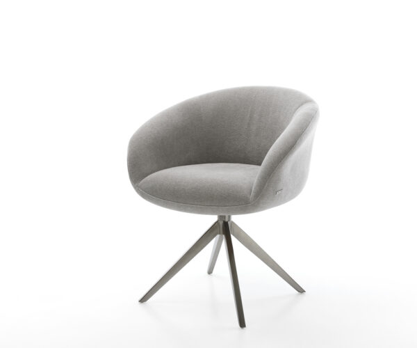 Étkezőszék Vinka-Flex karfás strukturált szövet puha szürke kereszt láb széles grafit 360° forgatható billenő funkció zsákrugós matrac