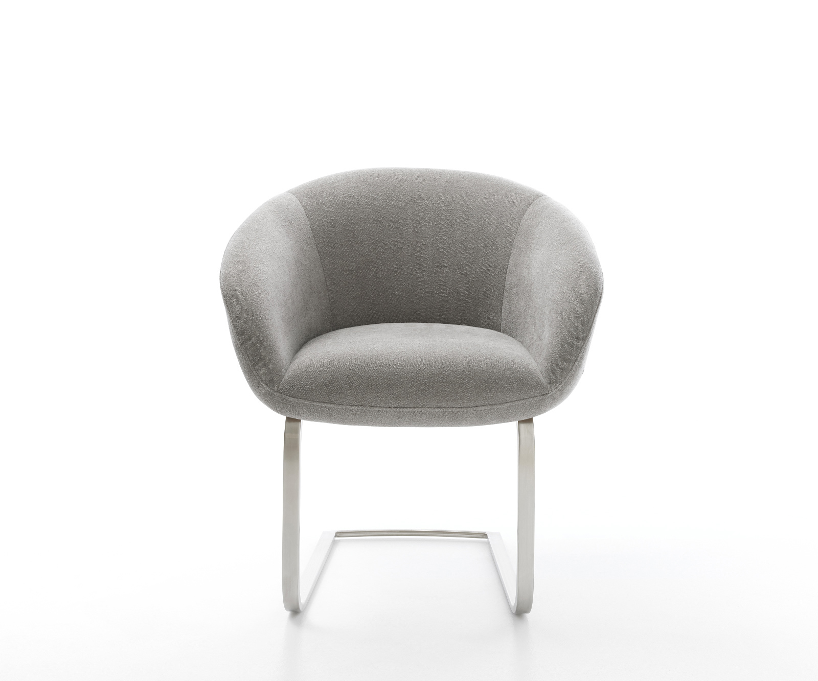 Étkezőszék Vinka-Flex kárpitozott karfás szövött szövet puha szürke konzolos lapos rozsdamentes acél zsákrugós - Image 2