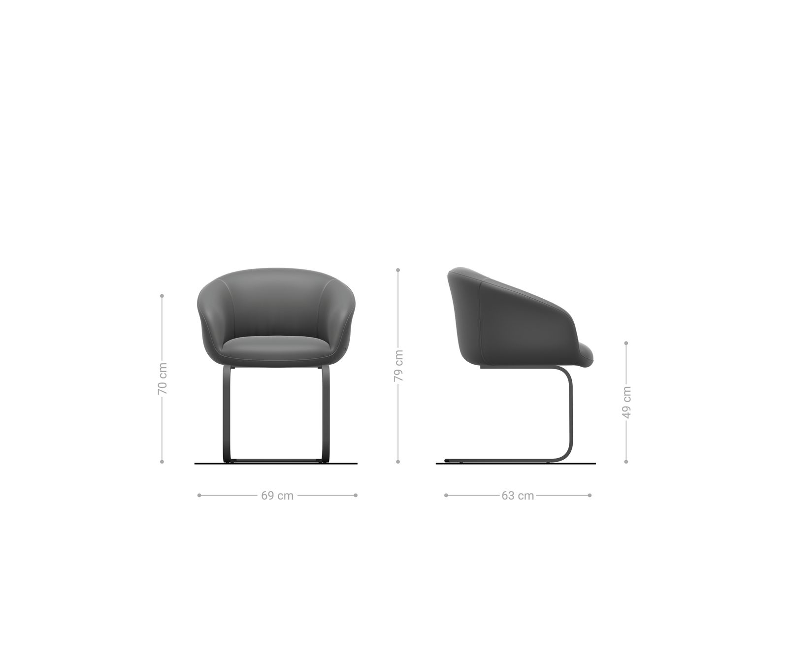 Étkezőszék Vinka-Flex kárpitozott karfás szövött szövet puha szürke konzolos lapos rozsdamentes acél zsákrugós - Image 6