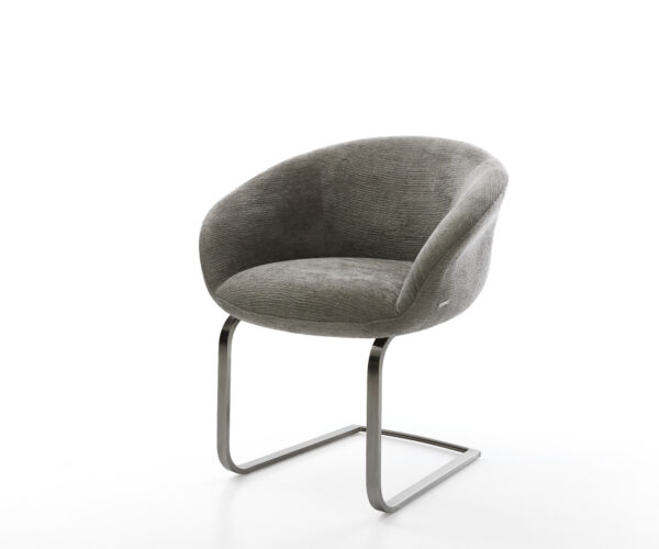 Étkezőszék Vinka-Flex karfás bouclé puha sötét bézs konzolos lapos antracit zsákrugós