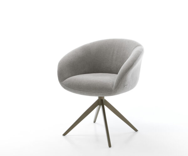 Étkezőszék Vinka-Flex karfás strukturált szövet puha szürke kereszt láb széles titánszínű hatás 360° forgatható billenő zsákrugós