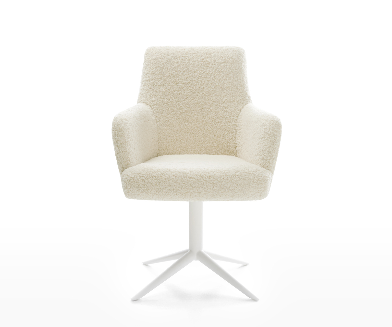 Étkezőszék Heira-Flex karfás teddy szövet bézs fehér kereszt láb 360° forgatható billenő zsákrugós matrac - Image 2