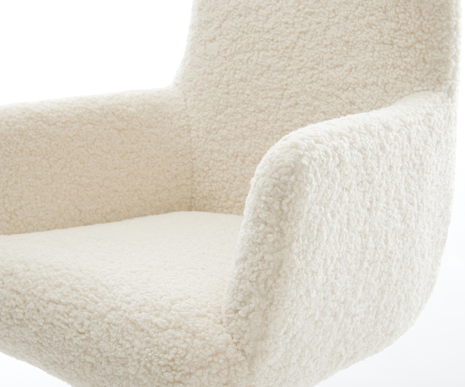 Étkezőszék Heira-Flex karfás teddy szövet bézs fehér kereszt láb 360° forgatható billenő zsákrugós matrac - Image 4