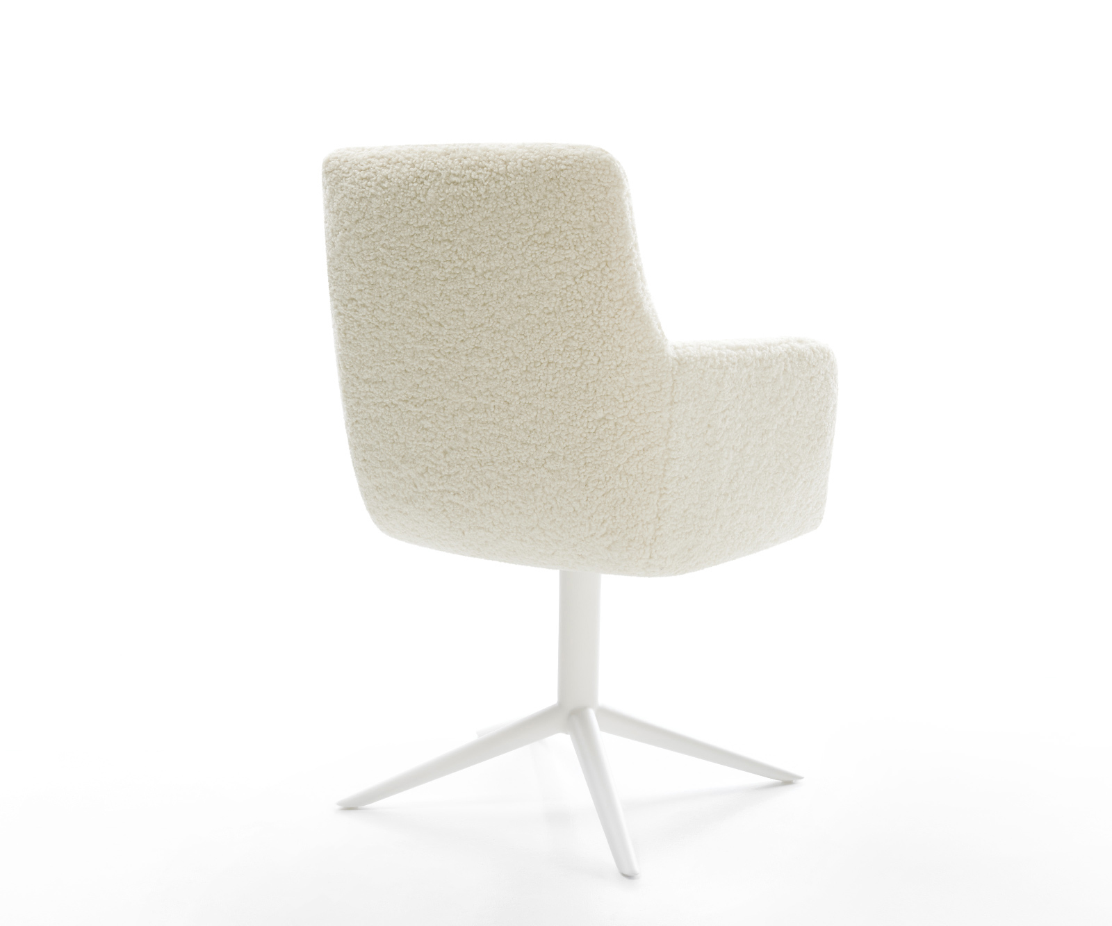 Étkezőszék Heira-Flex karfás teddy szövet bézs fehér kereszt láb 360° forgatható billenő zsákrugós matrac - Image 5