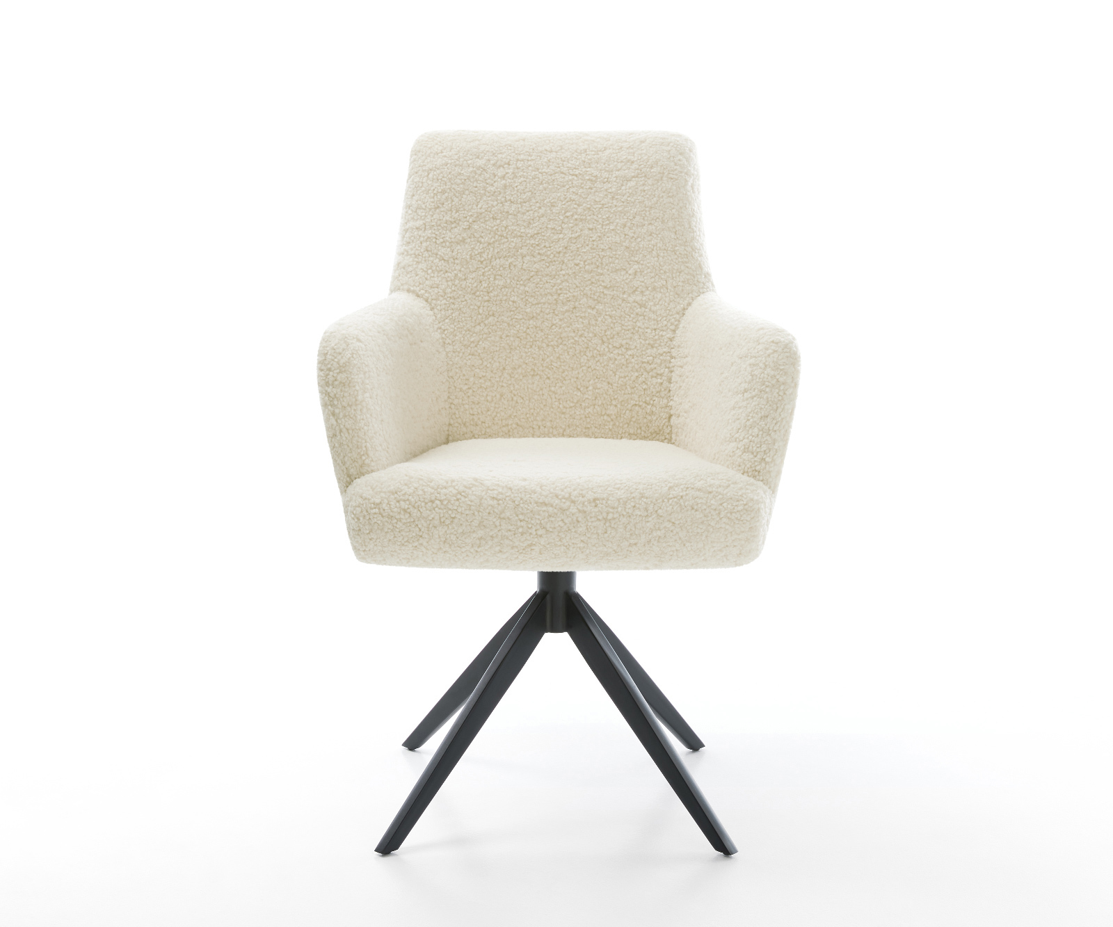 Étkezőszék Heira-Flex karfás teddy szövet bézs kereszt láb széles fekete 360° forgatható billenő funkció zsákrugós matrac - Image 2