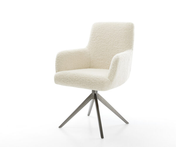 Étkezőszék Heira-Flex karfás teddy szövet bézs kereszt láb széles grafit 360° forgatható billenő zsákrugós matrac