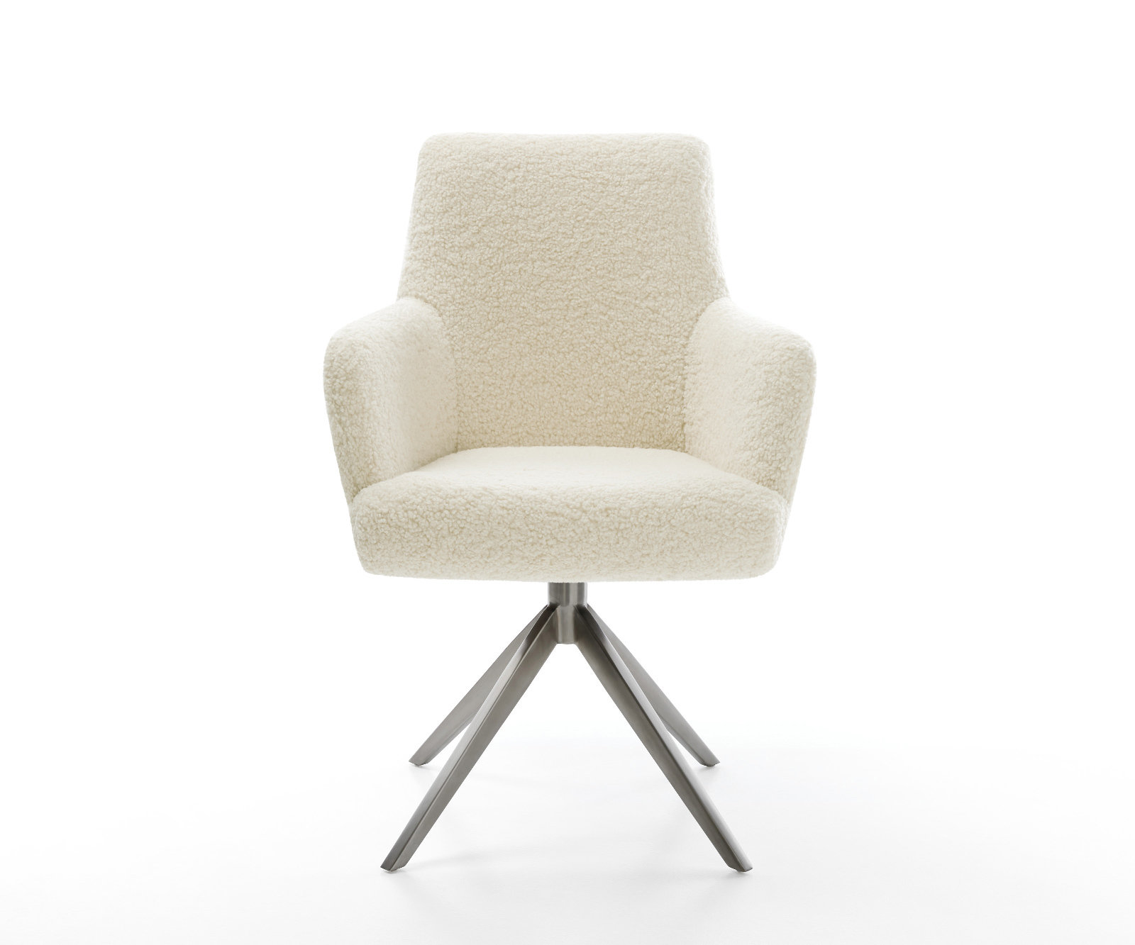 Étkezőszék Heira-Flex karfás teddy szövet bézs kereszt láb széles grafit 360° forgatható billenő zsákrugós matrac - Image 2