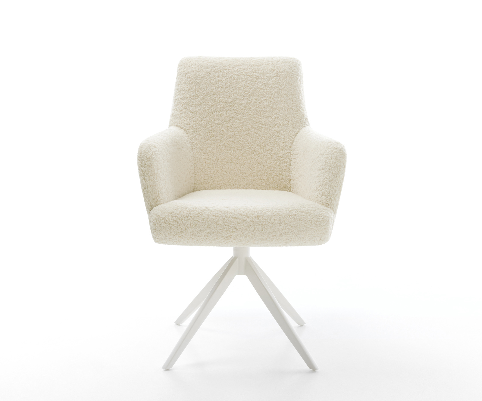 Étkezőszék Heira-Flex karfás teddy szövet bézs kereszt láb széles fehér 360° forgatható billenő zsákrugós matrac - Image 2