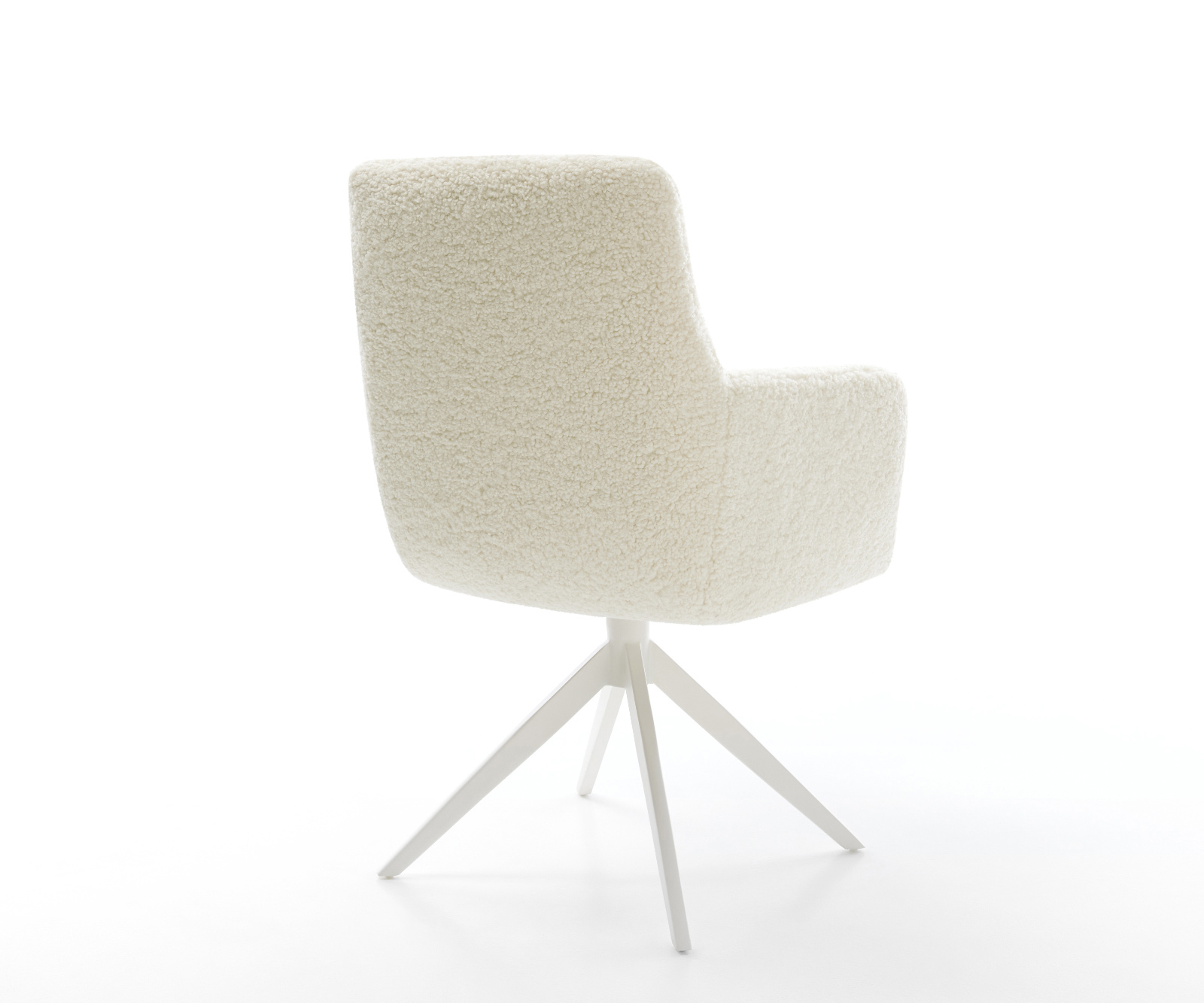 Étkezőszék Heira-Flex karfás teddy szövet bézs kereszt láb széles fehér 360° forgatható billenő zsákrugós matrac - Image 5