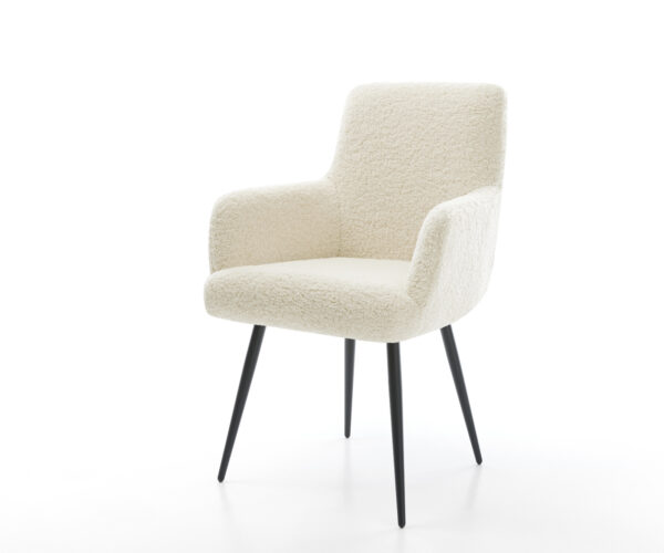 Étkezőszék Heira-Flex karfás teddy szövet bézs 4 lábas kúpos fekete zsákrugós