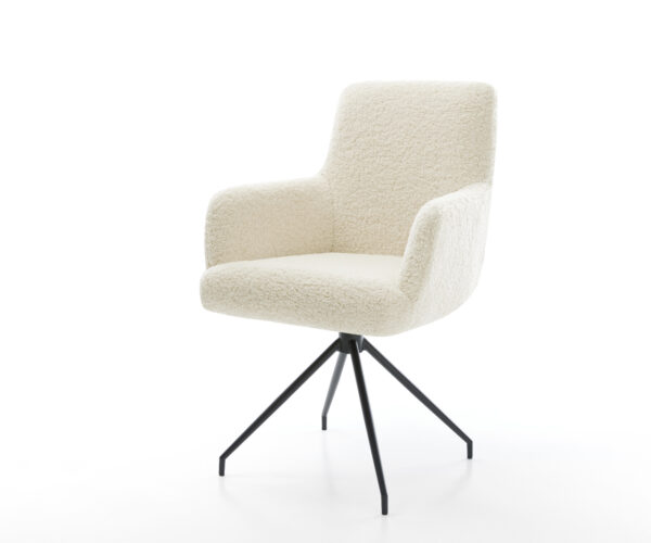 Étkezőszék Heira-Flex karfás teddy szövet bézs kúpos kereszt láb fekete zsákrugós