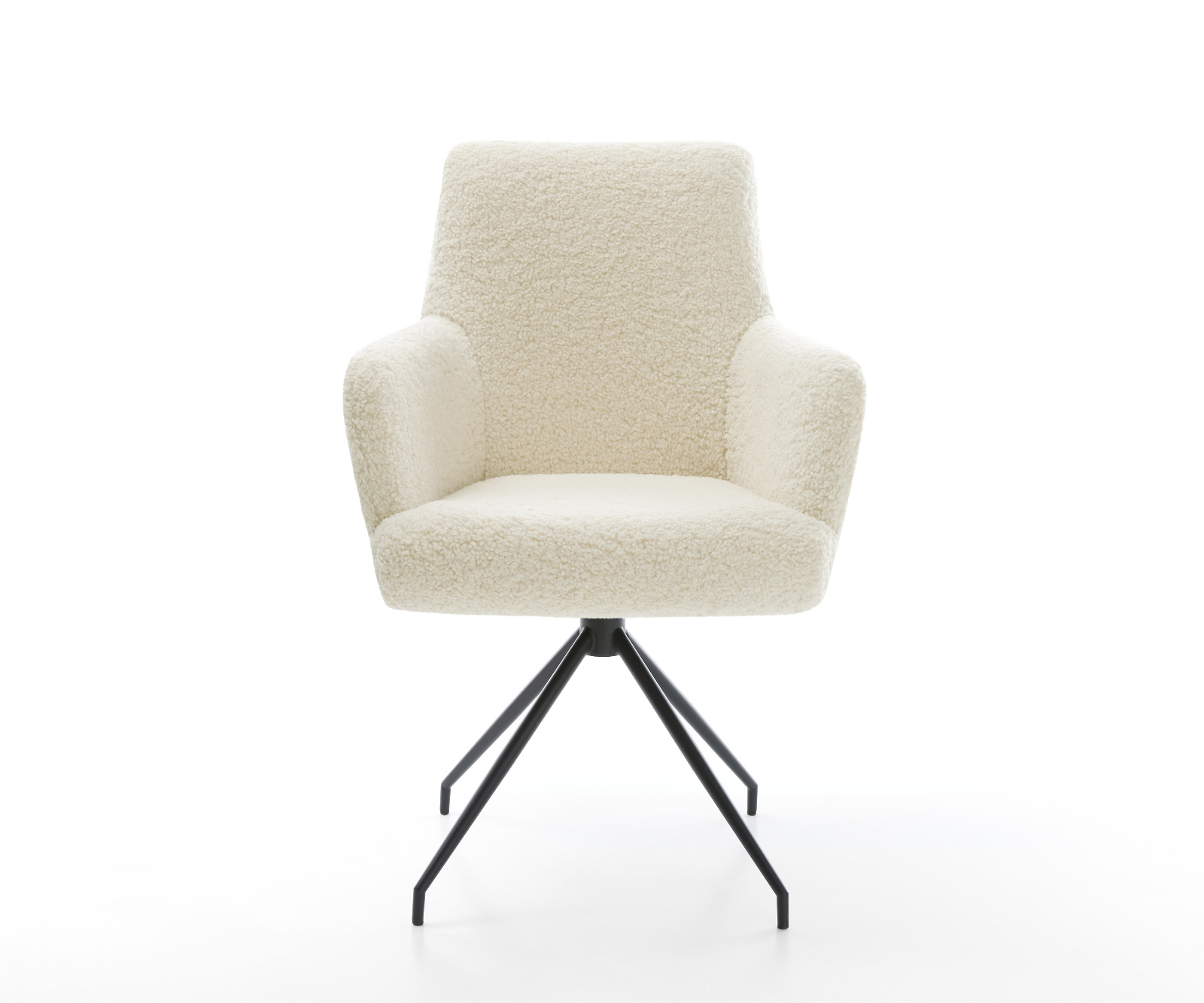 Étkezőszék Heira-Flex karfás teddy szövet bézs kúpos kereszt láb fekete zsákrugós - Image 2