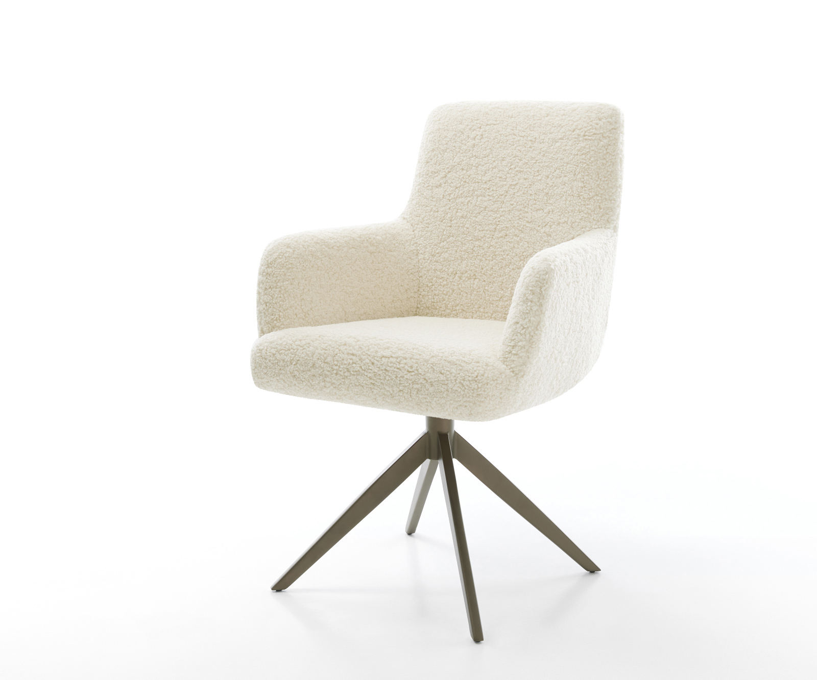 Étkezőszék Heira-Flex karfás teddy szövet bézs kereszt láb széles titán színű 360° forgatható billenő zsákrugós