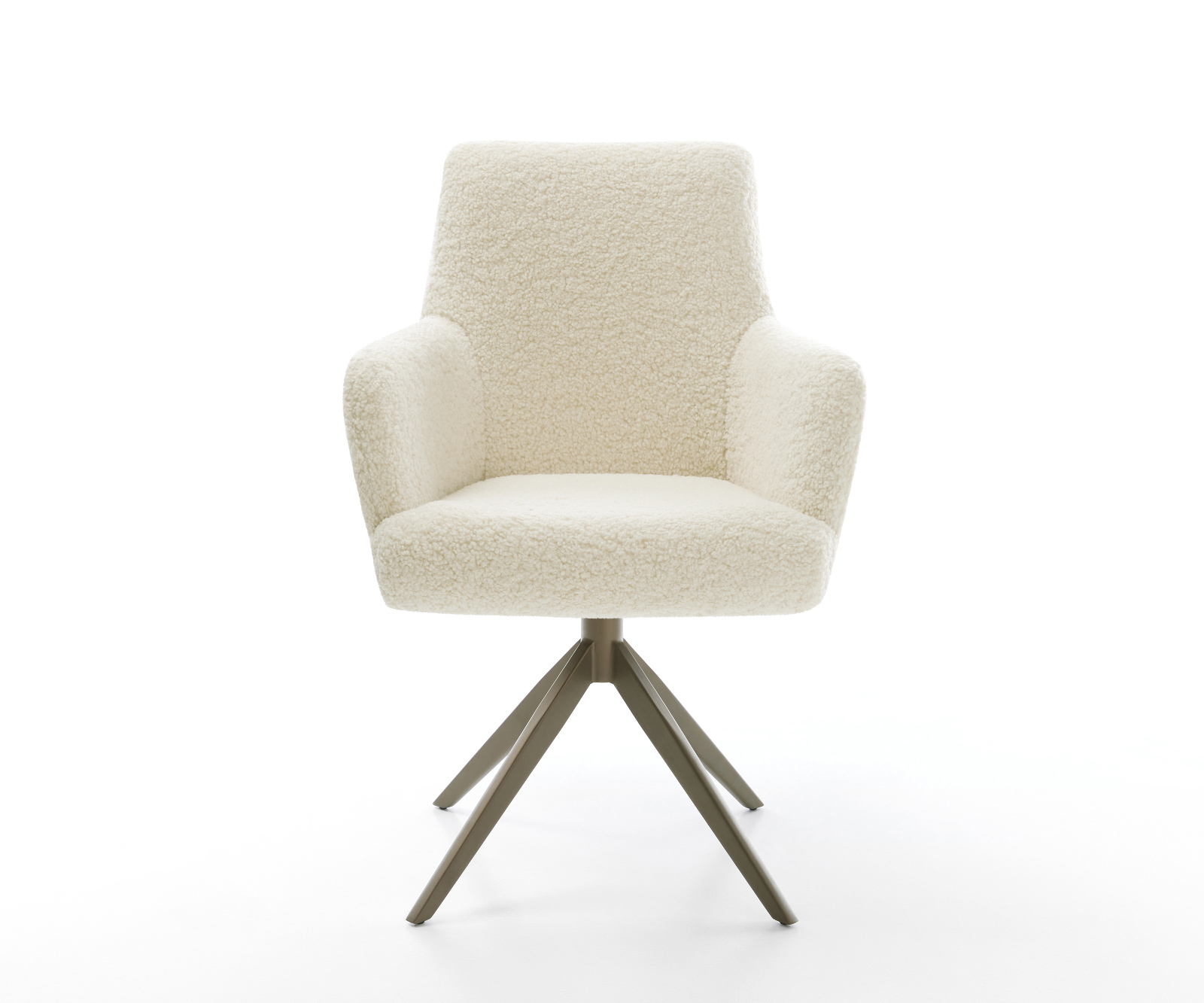 Étkezőszék Heira-Flex karfás teddy szövet bézs kereszt láb széles titán színű 360° forgatható billenő zsákrugós - Image 2